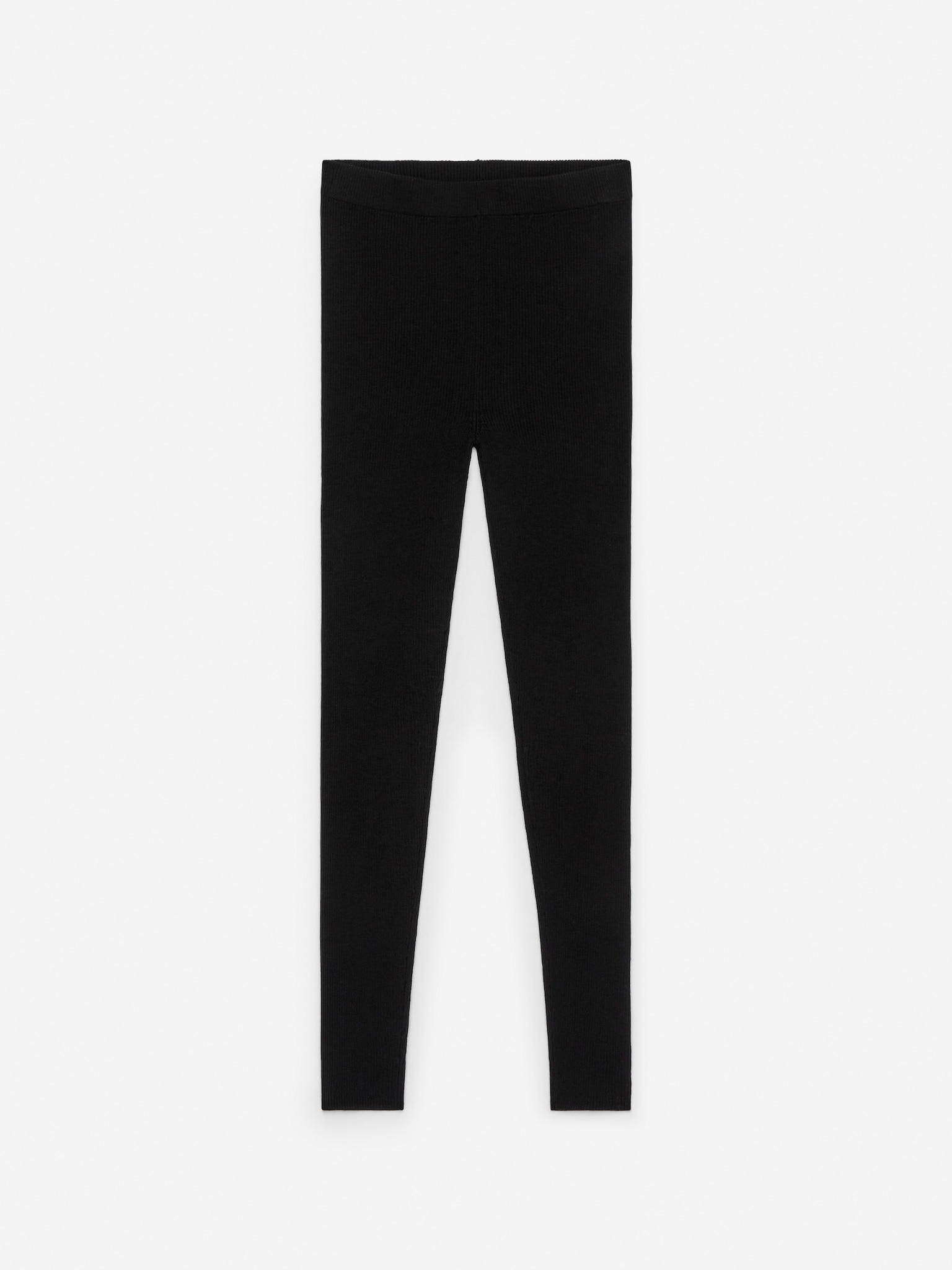Gerippte Leggings aus Merinowolle - Schwarz