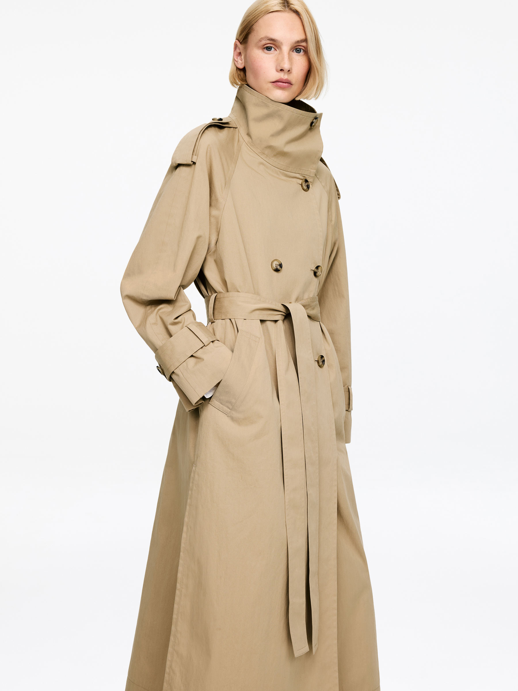 Scarf Trench Coat - Beige - Loose fit - Women - StillMedia/Lookbook - 8