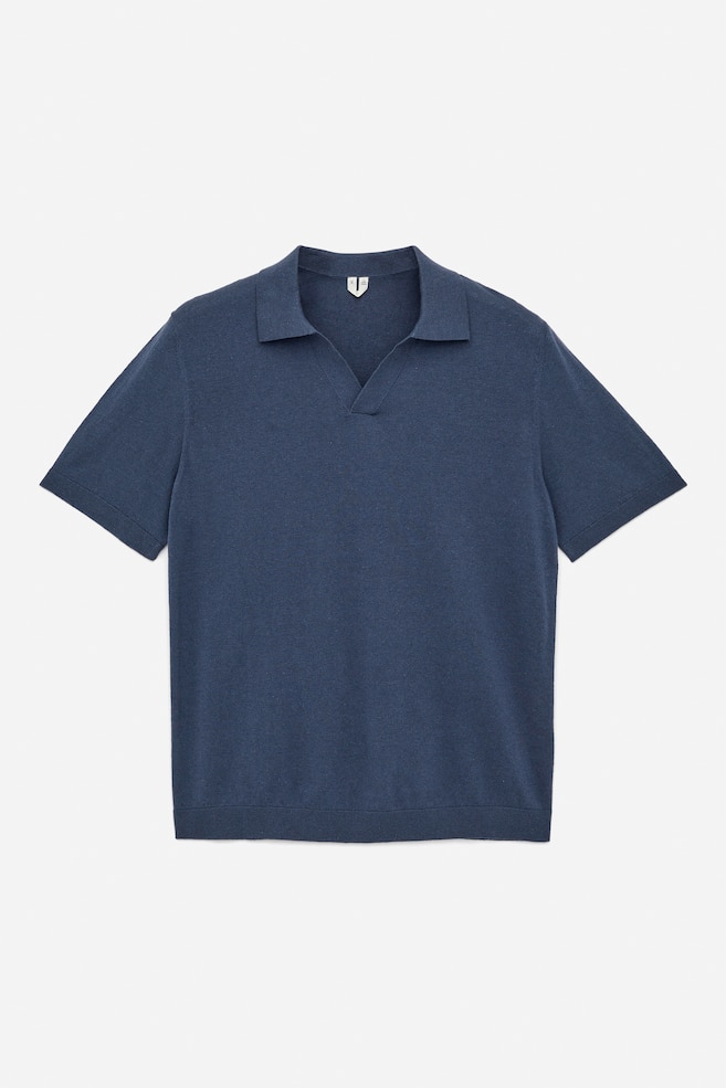 Cotton Linen Polo Shirt - Dark Blue/Dark Blue/Light Mole/Burgundy - 1
