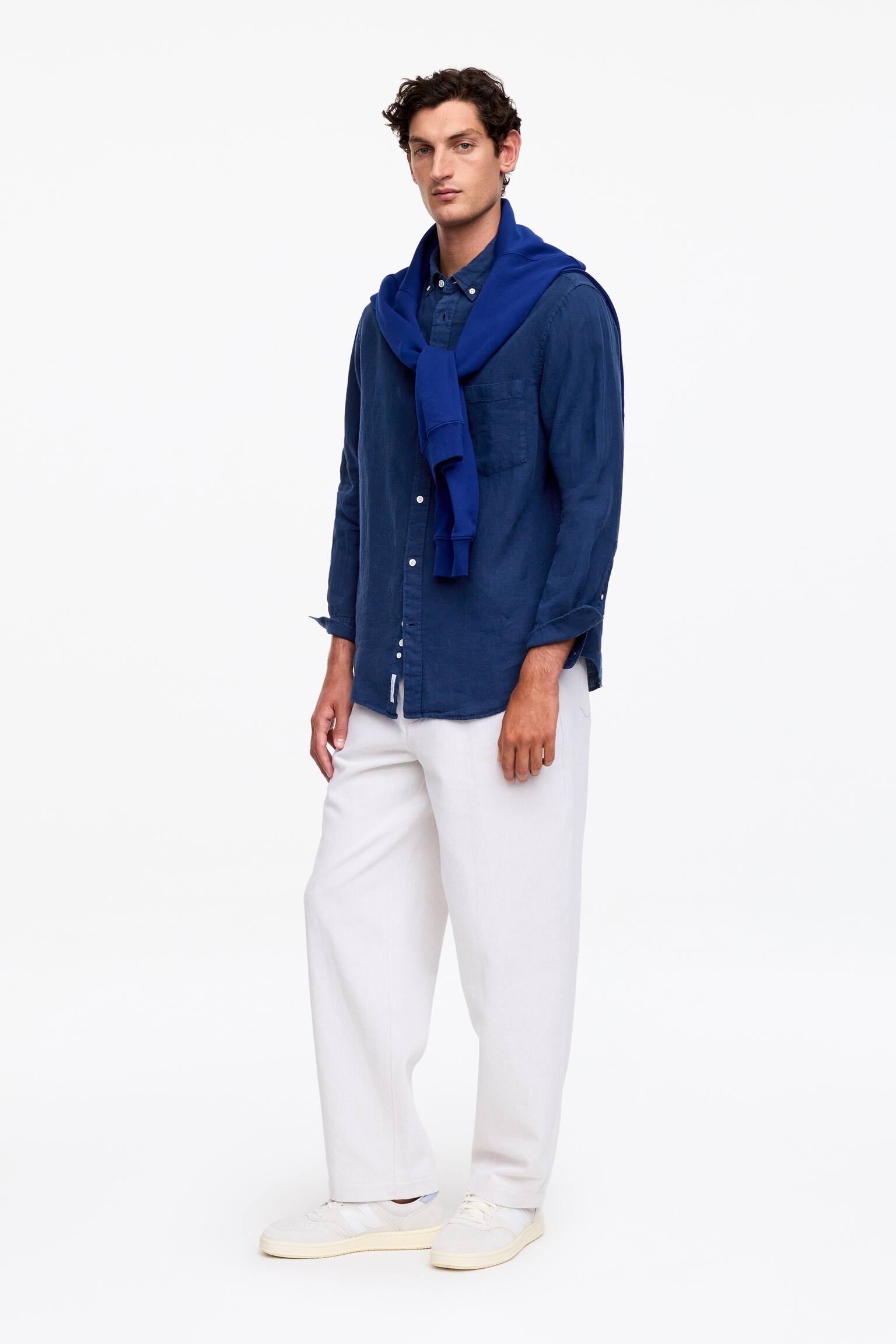 Linneskjorta - Mörkblå/Off-white/Mintgrön/Mörk dimrosa - 5