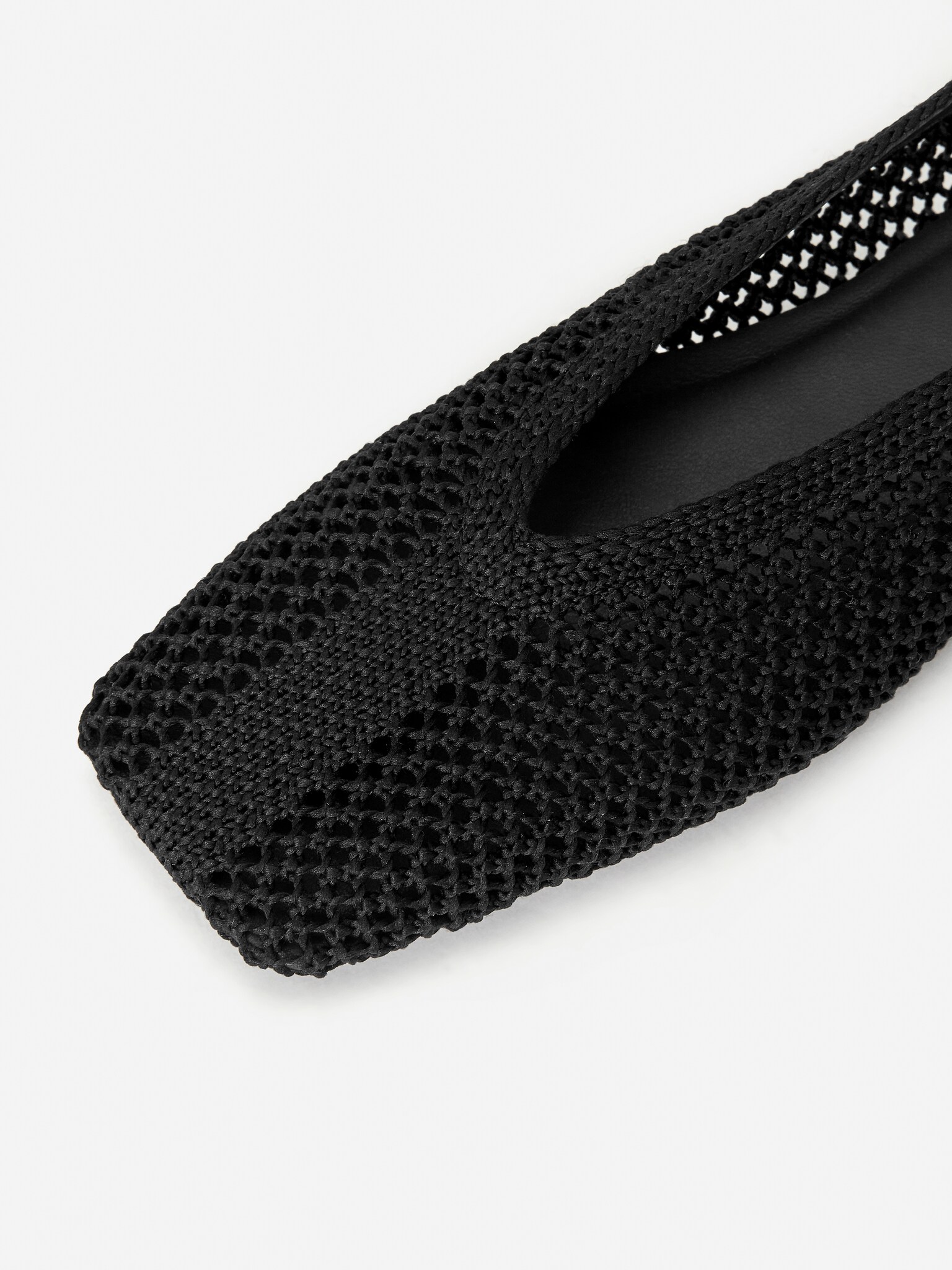 Stickade ballerinaskor - Svart/Off-white/Roströd - 4