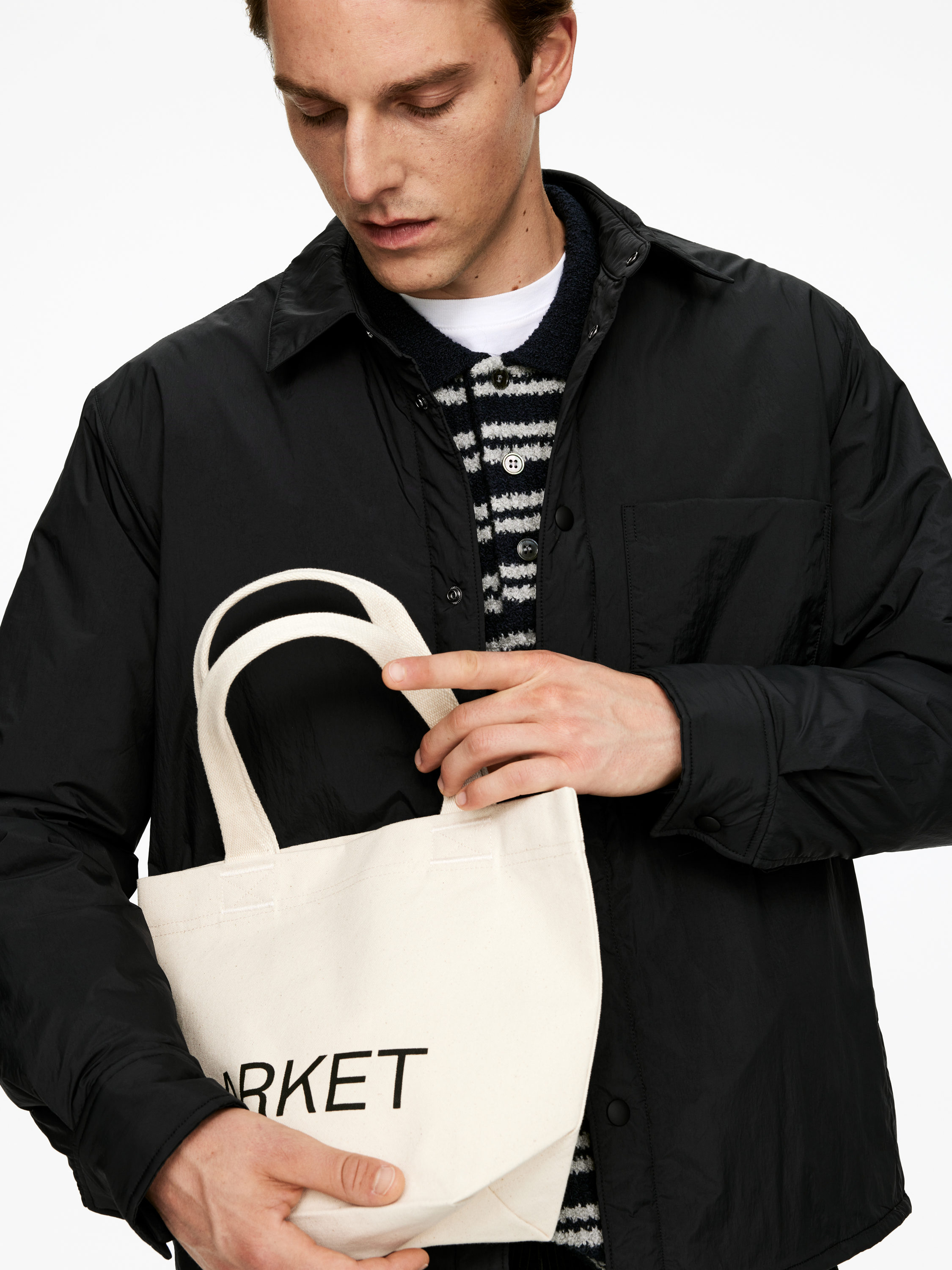 ARKET Canvas Mini Tote - Off White/Black - Travel - StillMedia/Lookbook - 11