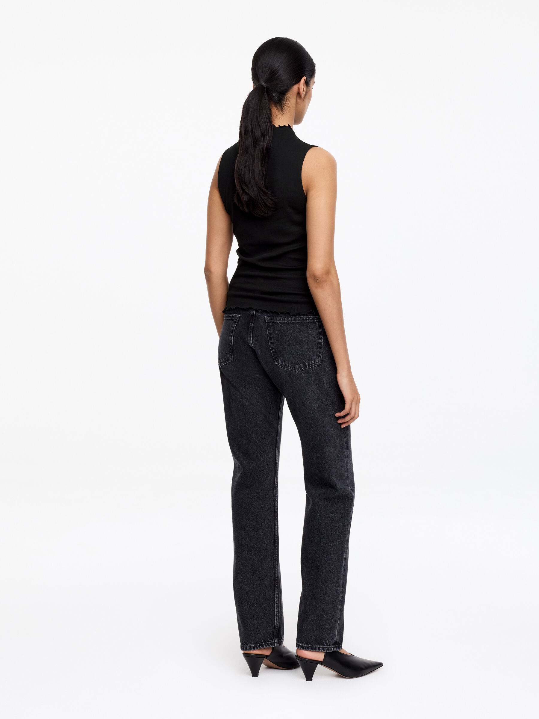 Mock-Neck Ribbed Top - Black - Slim fit - Women - StillMedia/Lookbook - 2