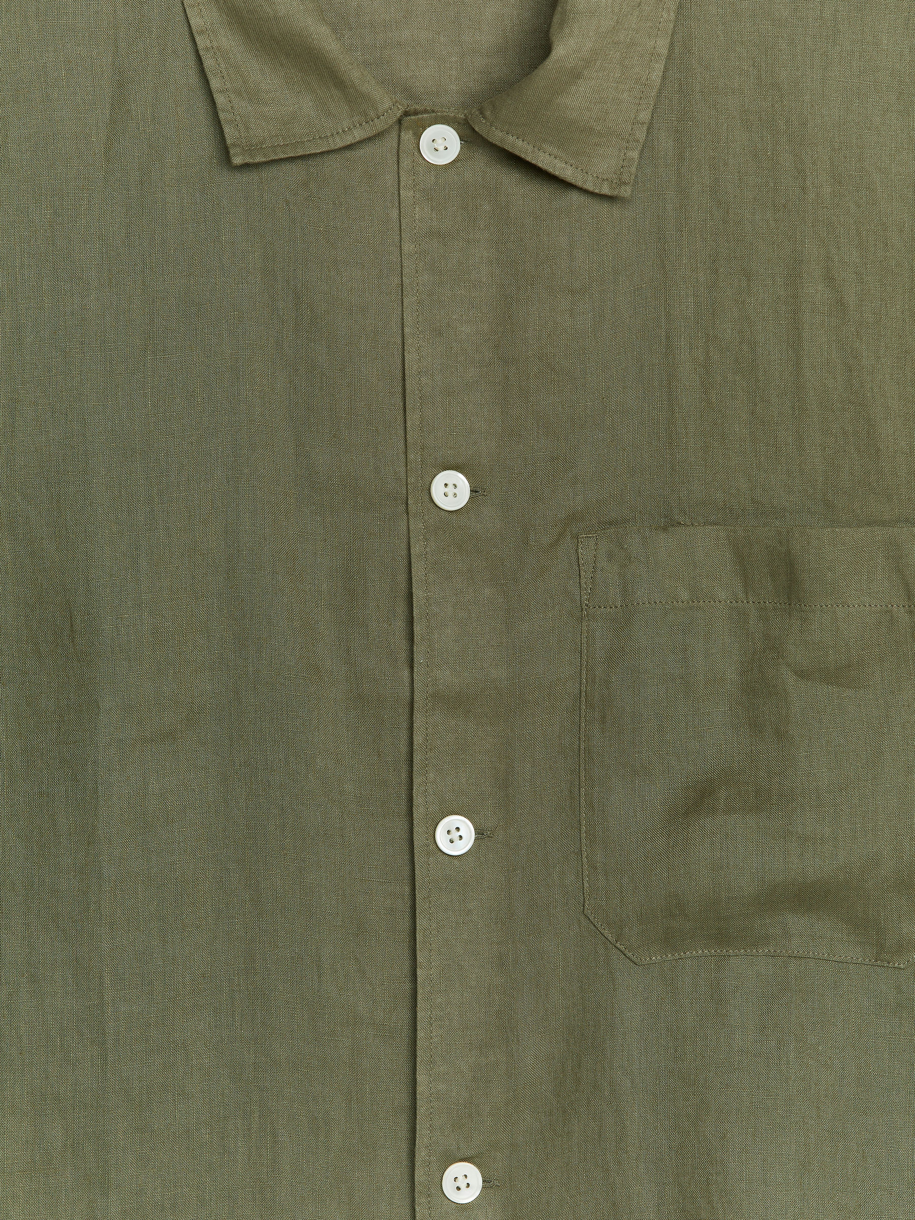 Linen Resort Shirt - Dark Khaki Green - Regular fit - Men - StillMedia/DescriptiveDetail - 1