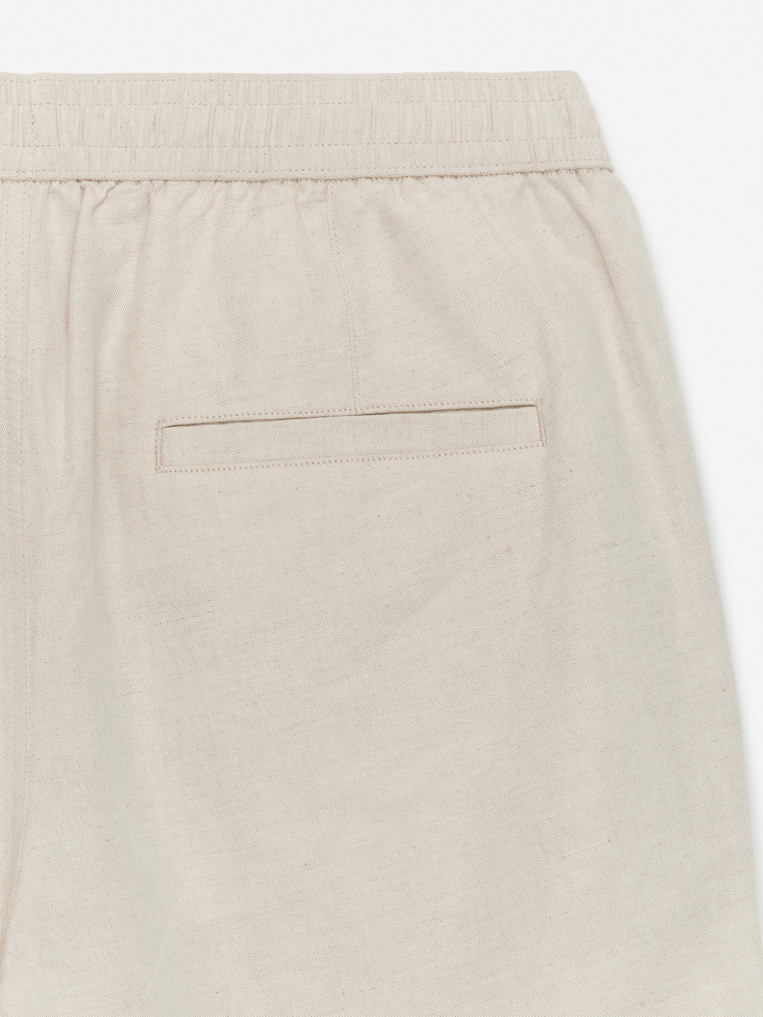 Short en coton et lin avec cordon de serrage - Beige clair/Bleu foncé/Vert/Noir - 3