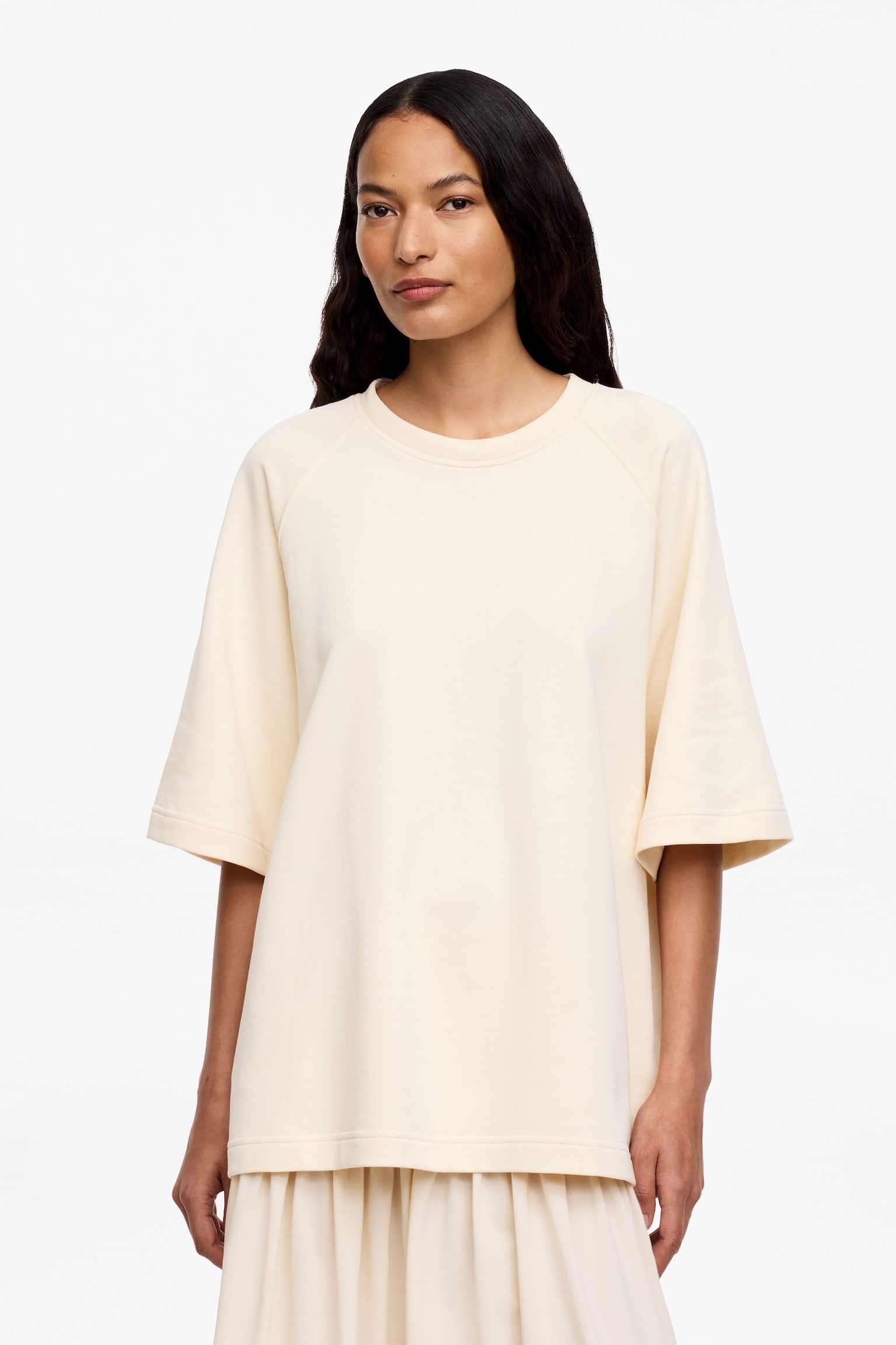 Kurzärmliges Sweatshirt - Beige/Schwarz - 1