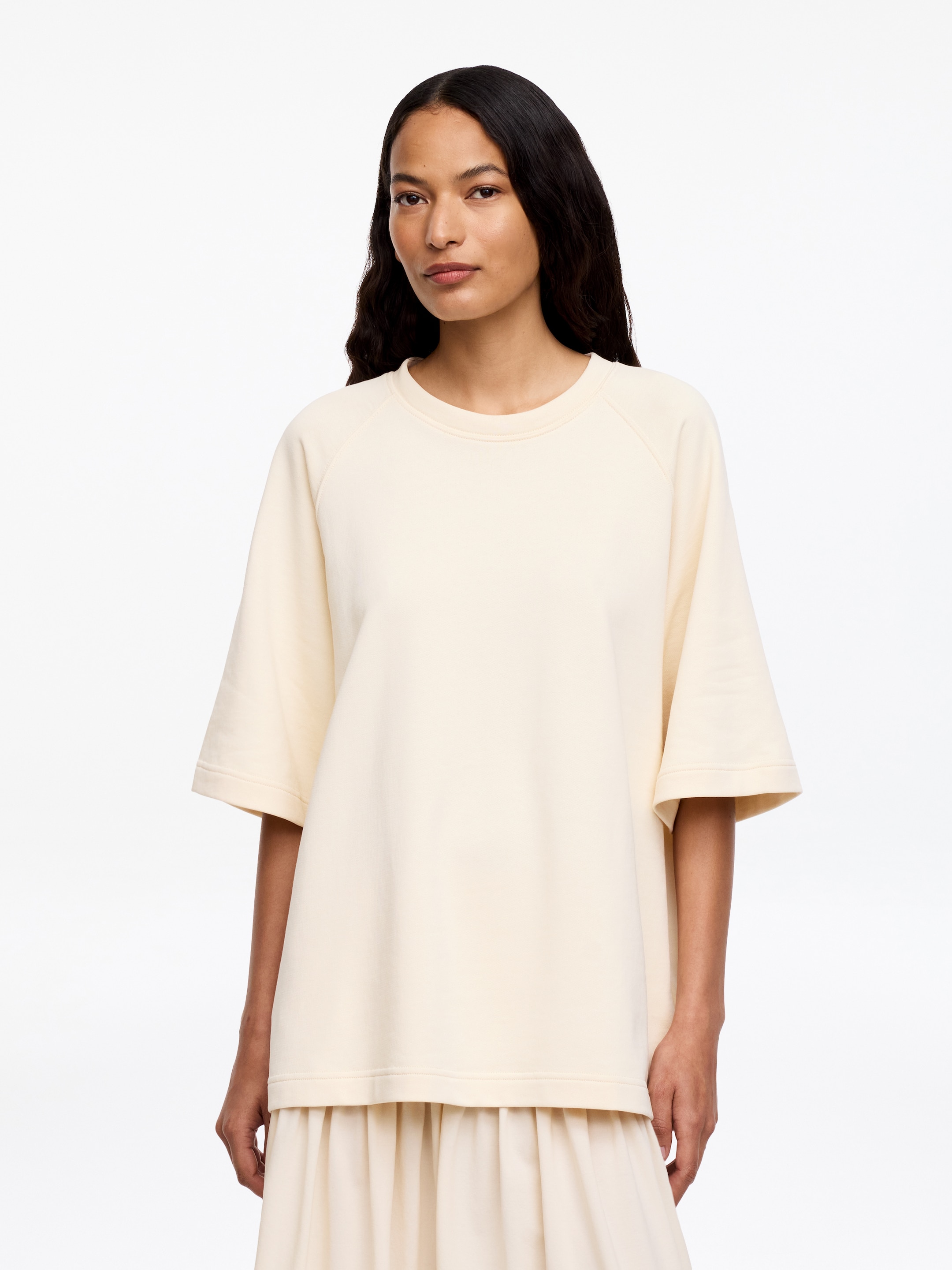 Short-Sleeve Sweatshirt - Beige - Oversized - Women - StillMedia/Lookbook - 4