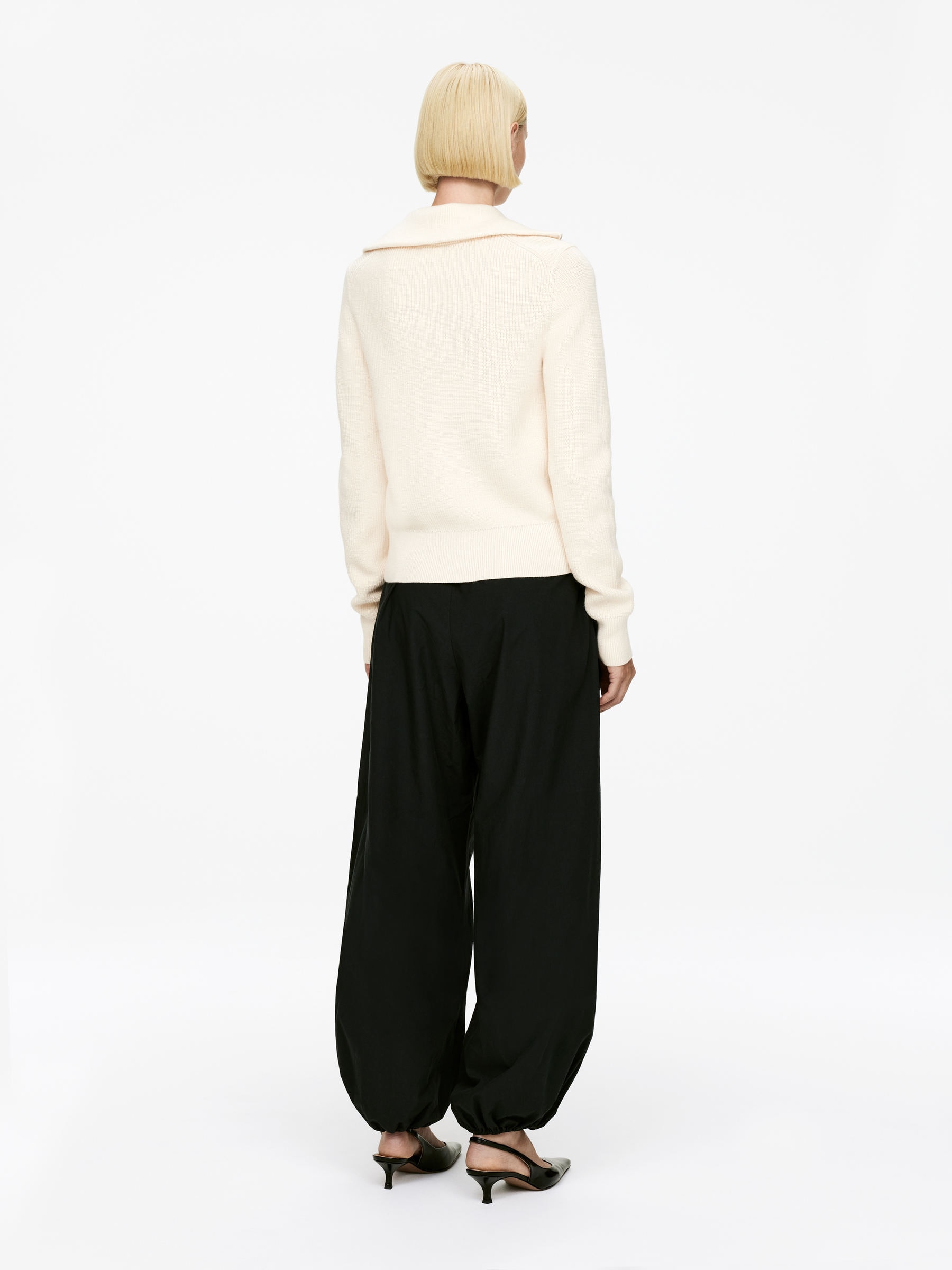 Cardigan zippé en laine et coton - Blanc cassé - Regular fit - Femme - StillMedia/Lookbook - 5