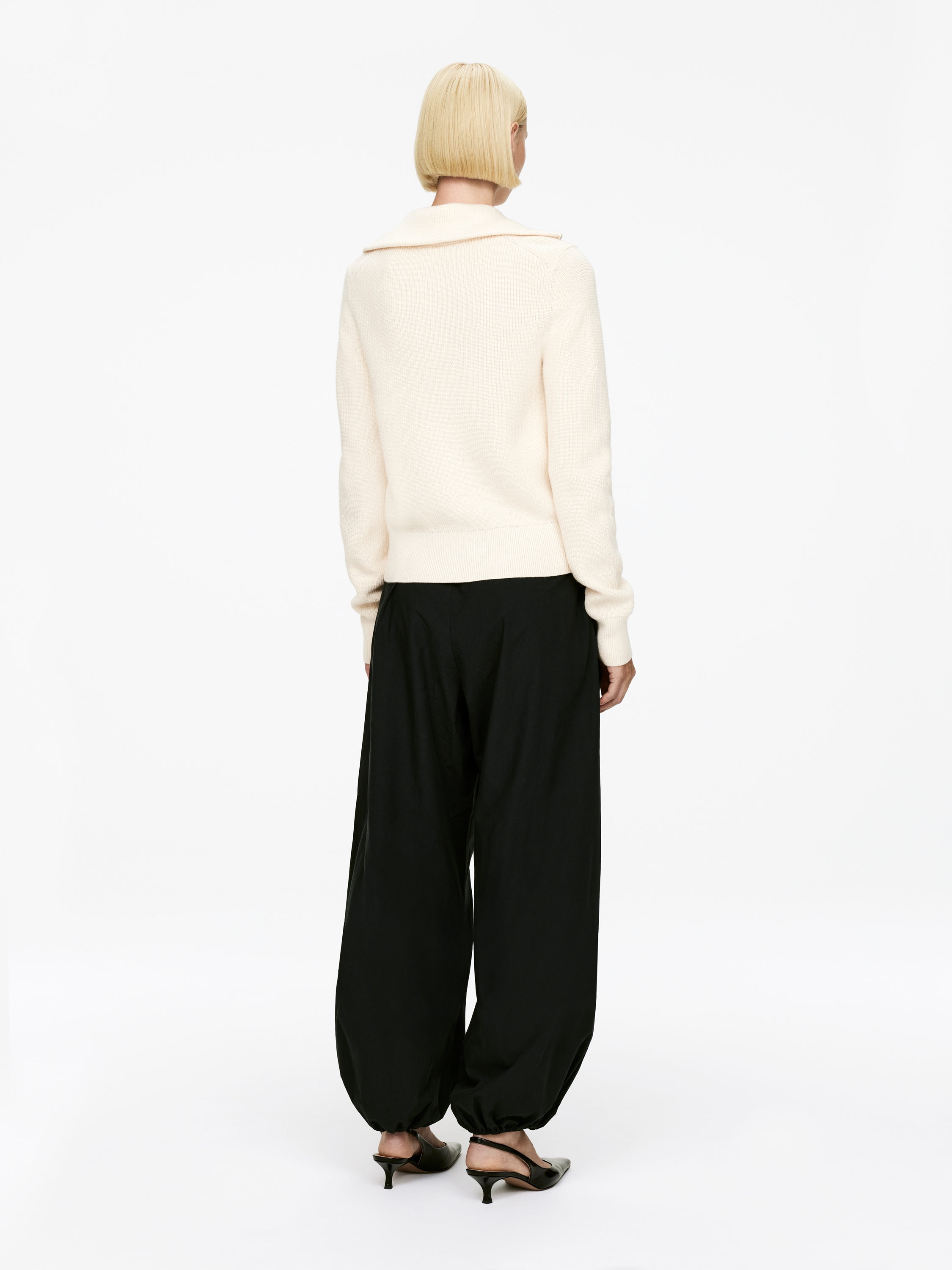 Wool-Cotton Zip Cardigan - Off White - Regular fit - Women - StillMedia/Lookbook - 5