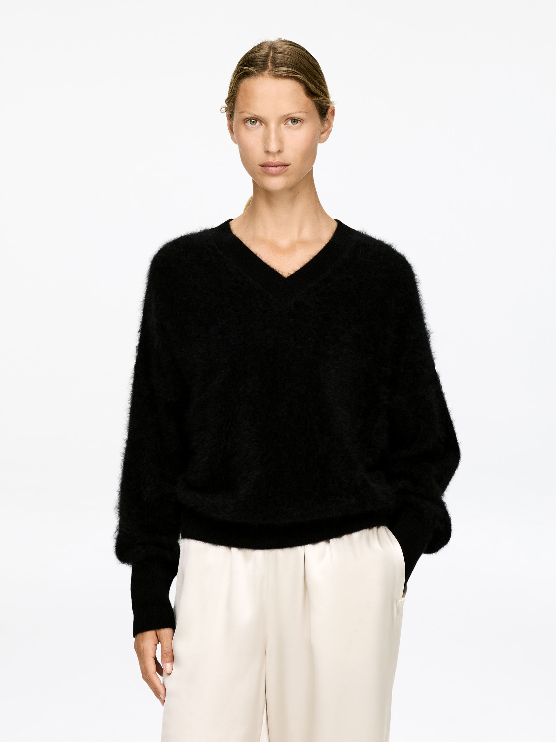 Pure Brushed-Cashmere Jumper-#272627-17425