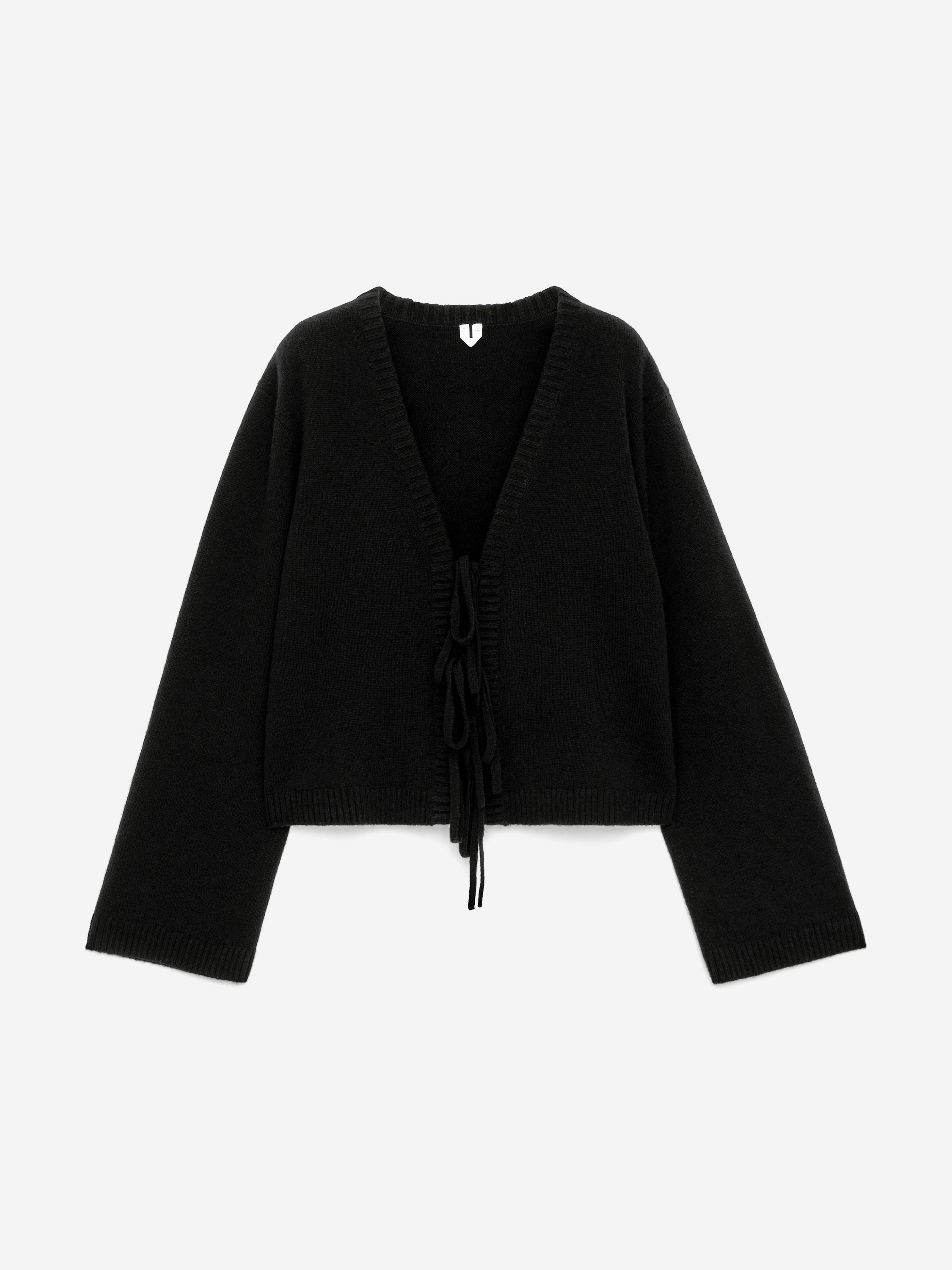 Wool Tie-Front Cardigan - Black - Regular fit - Women - StillMedia/DescriptiveStillLife - 1