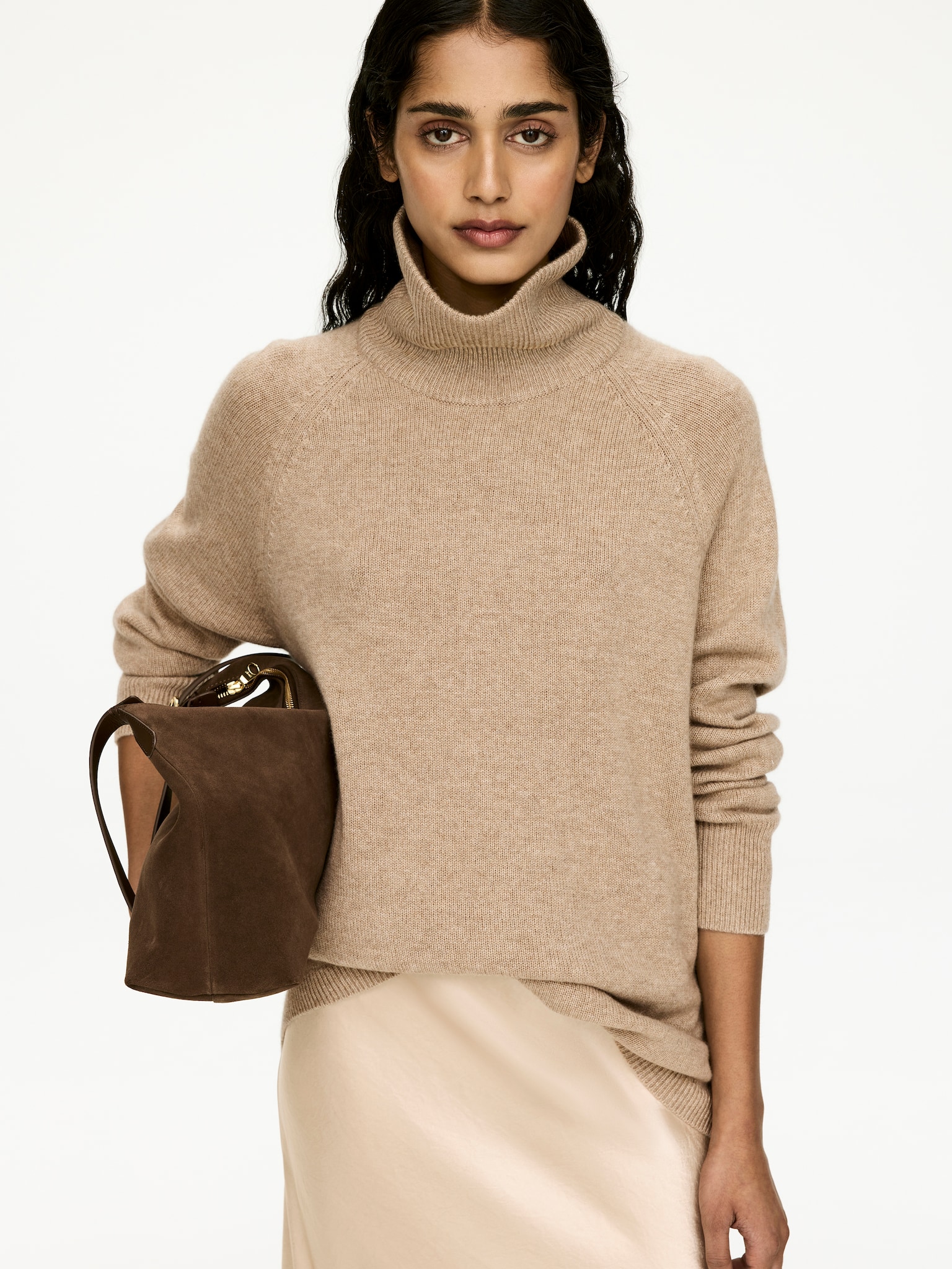 Roll-Neck Cashmere-Wool Jumper - Beige - 5