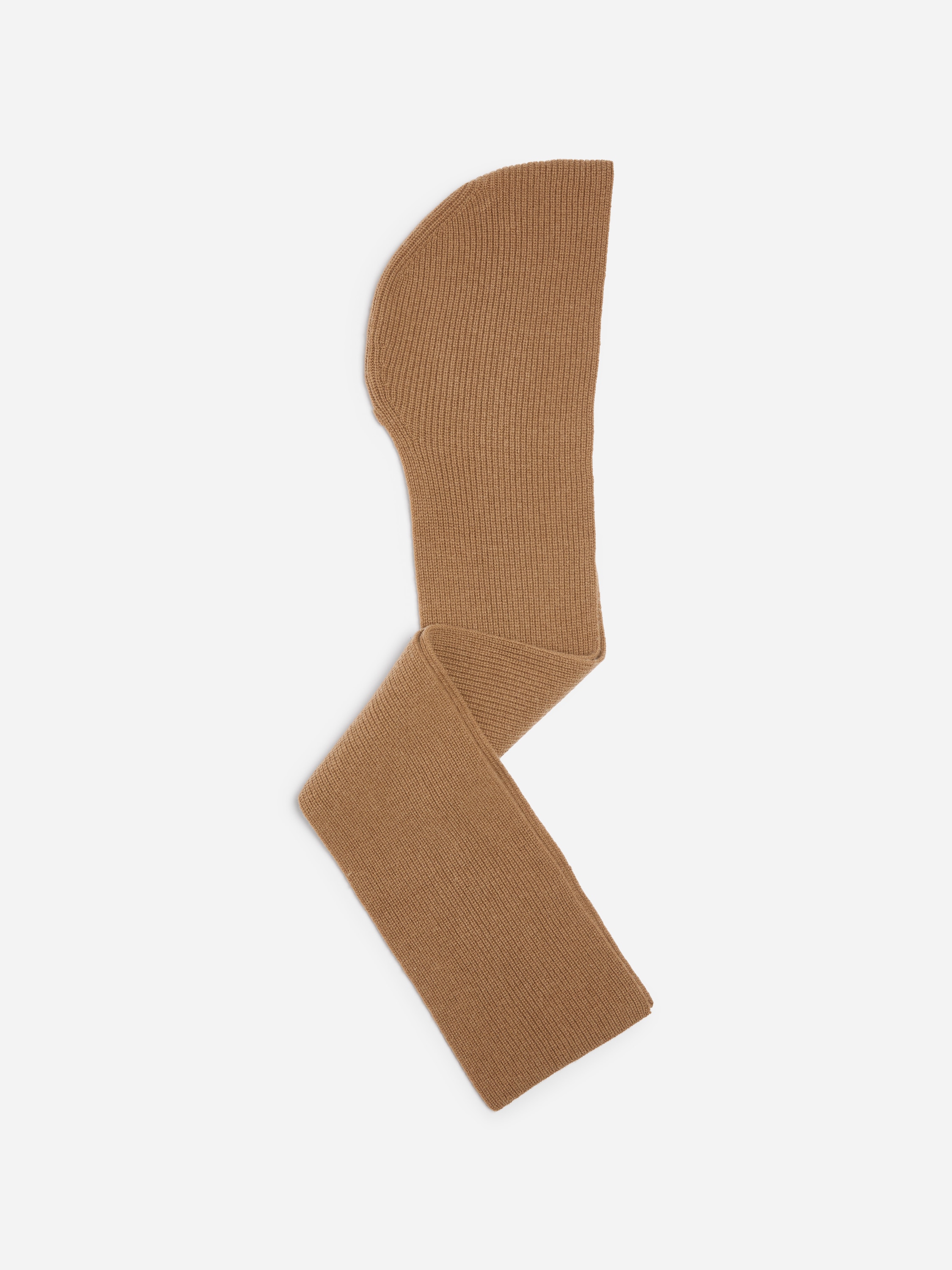 Ribbstickad huva i ull - Brun/Grå