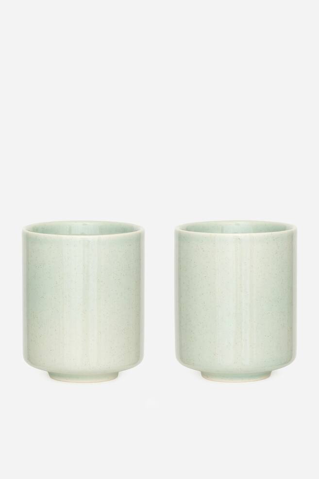 Stoneware Cups Set of 2-Mint Green - 1