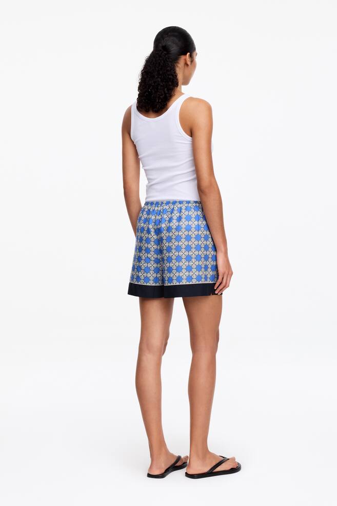 Lyocell Blend Shorts-Blue - 4