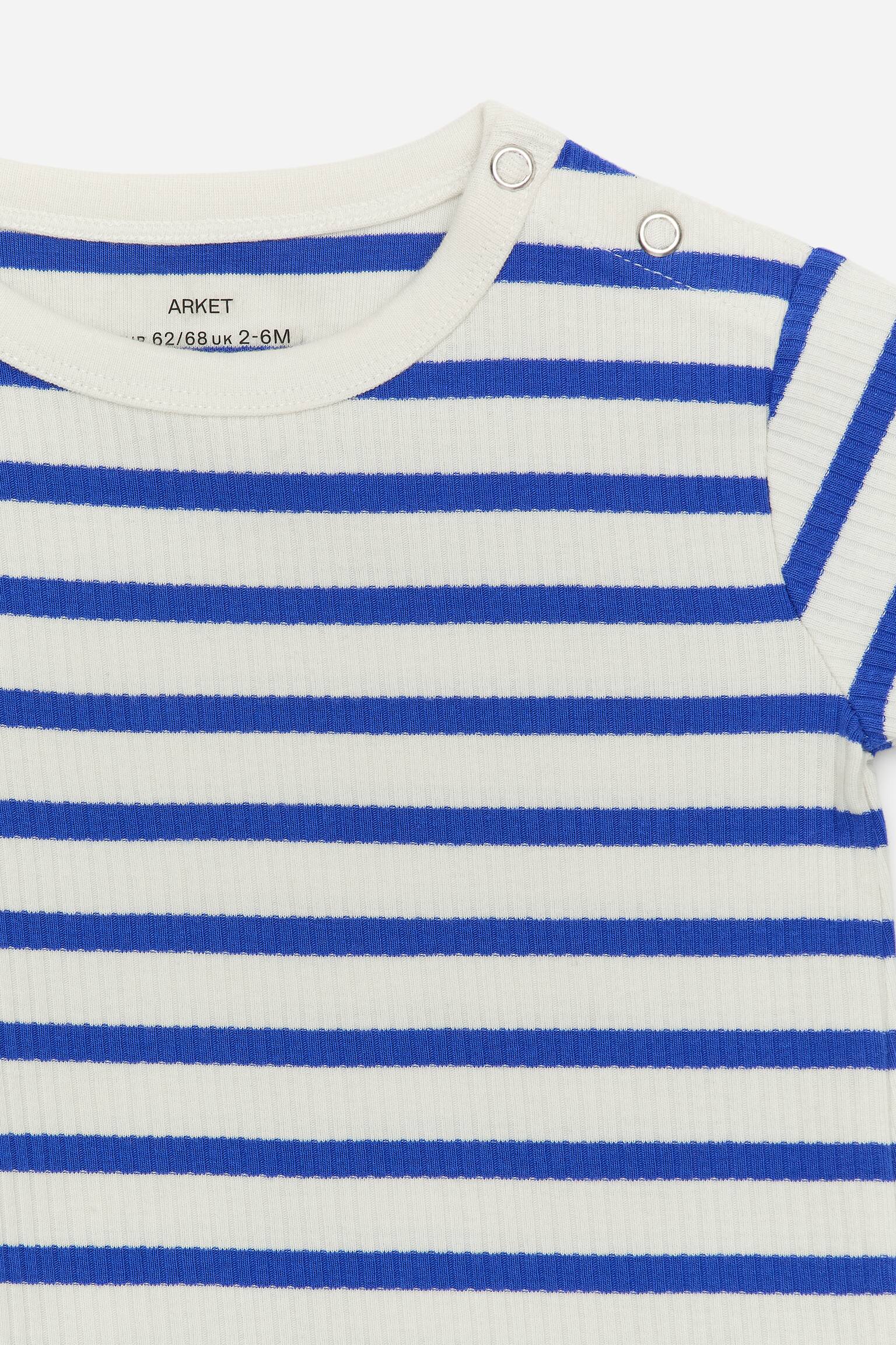 Short Ribbed Jersey Romper - Blue/White/Lilac/Red Dots - 3