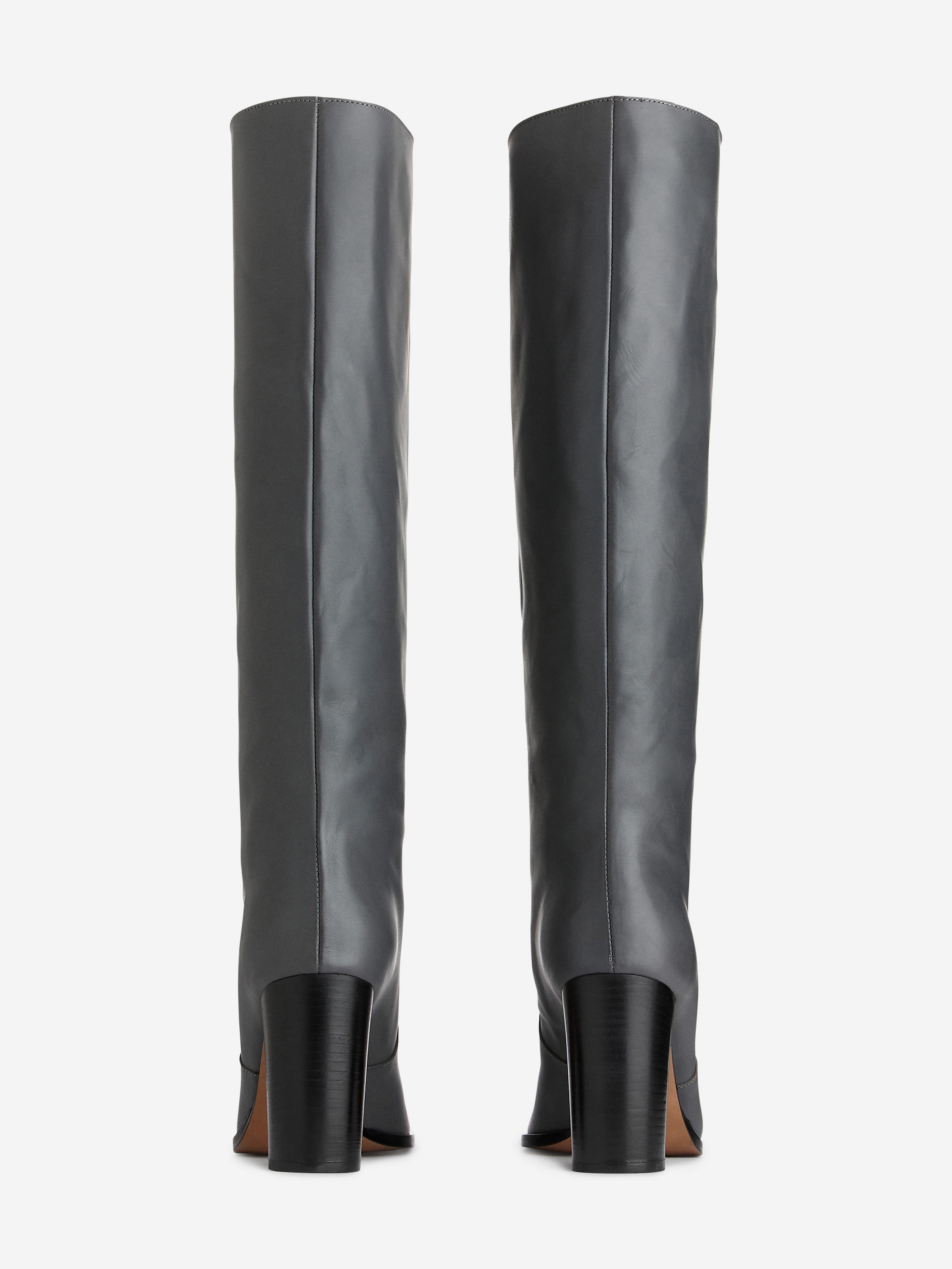 Knee-High Leather Boots - Grey - Women - StillMedia/DescriptiveStillLife - 1