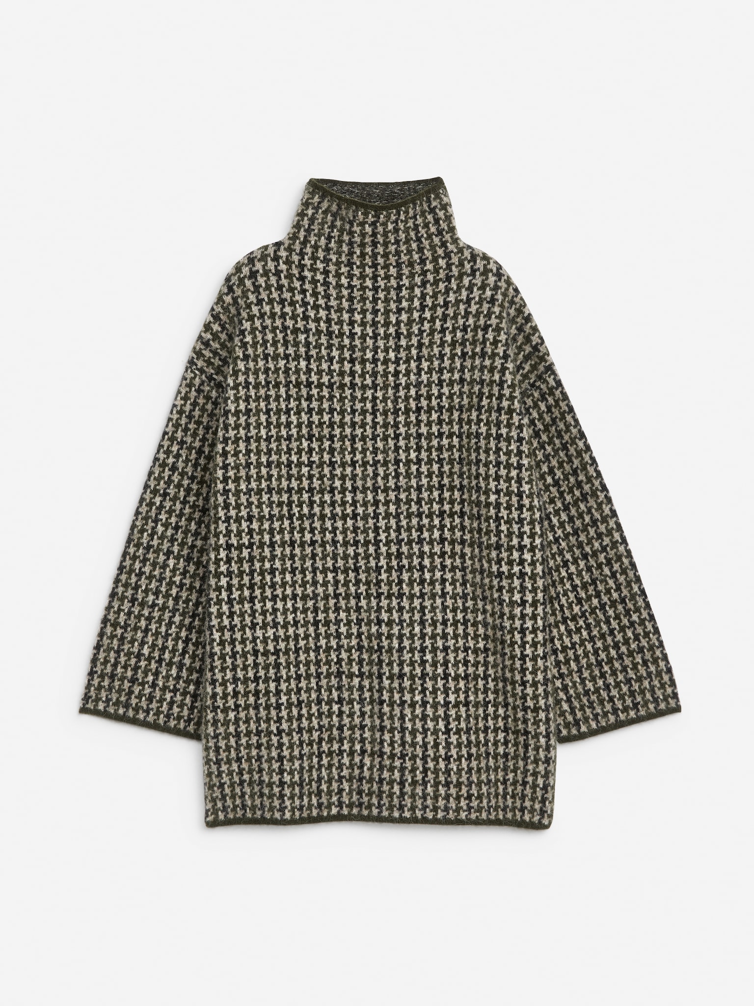 Pullover in Jacquardstrick - Beige/Hahnentritt