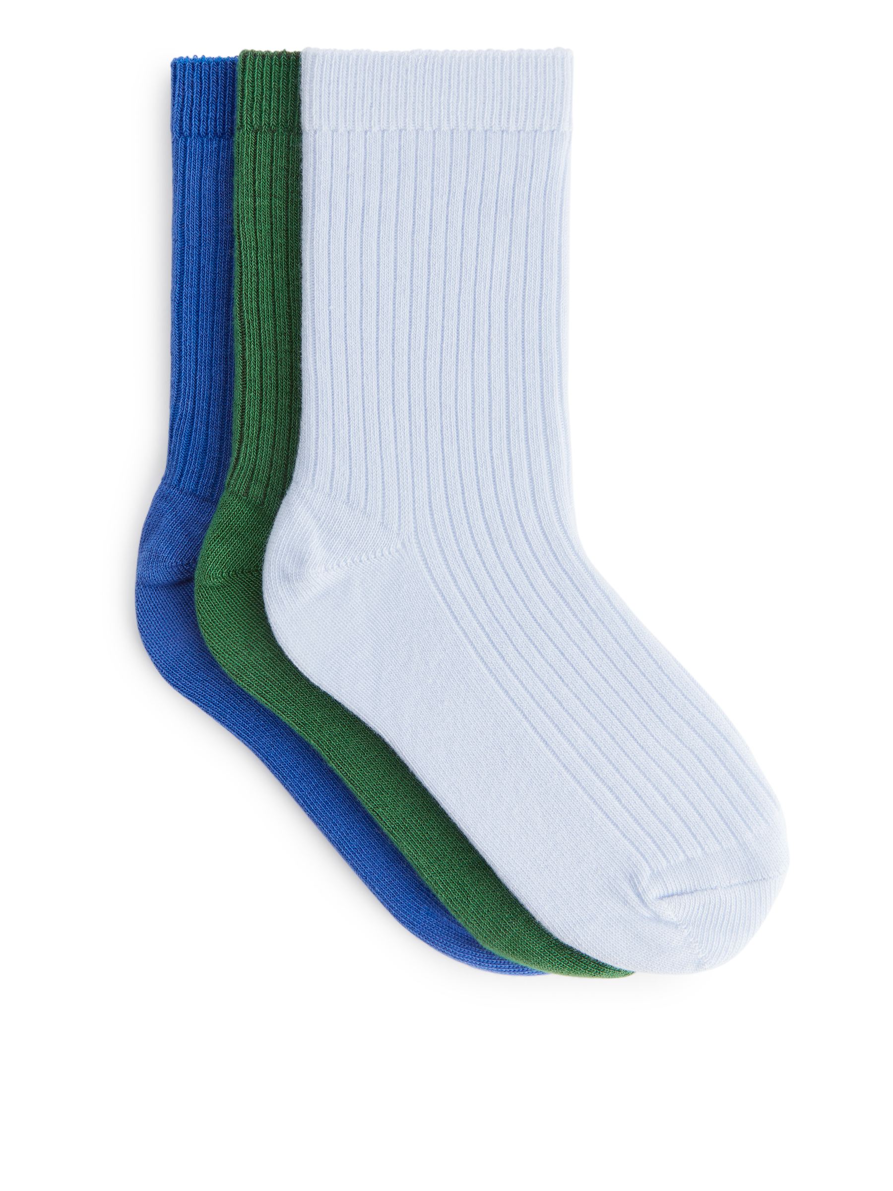 Rippstricksocken, 3 Paare - Blau/Grün - Regular Fit - Kinder - StillMedia/DescriptiveStillLife - 1