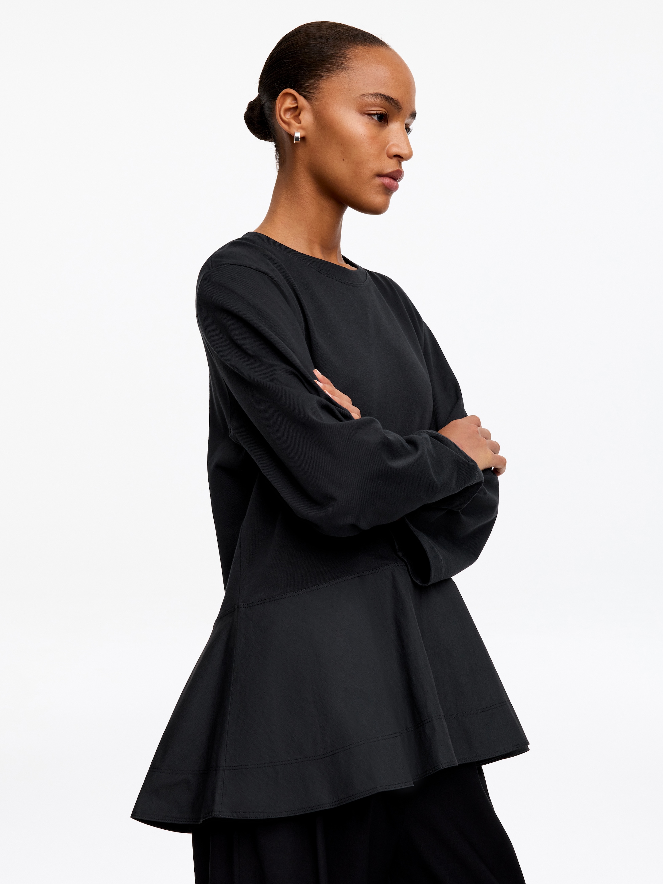 Long-sleeved peplum top - Off-black - Regular fit - women - StillMedia/Lookbook - 3