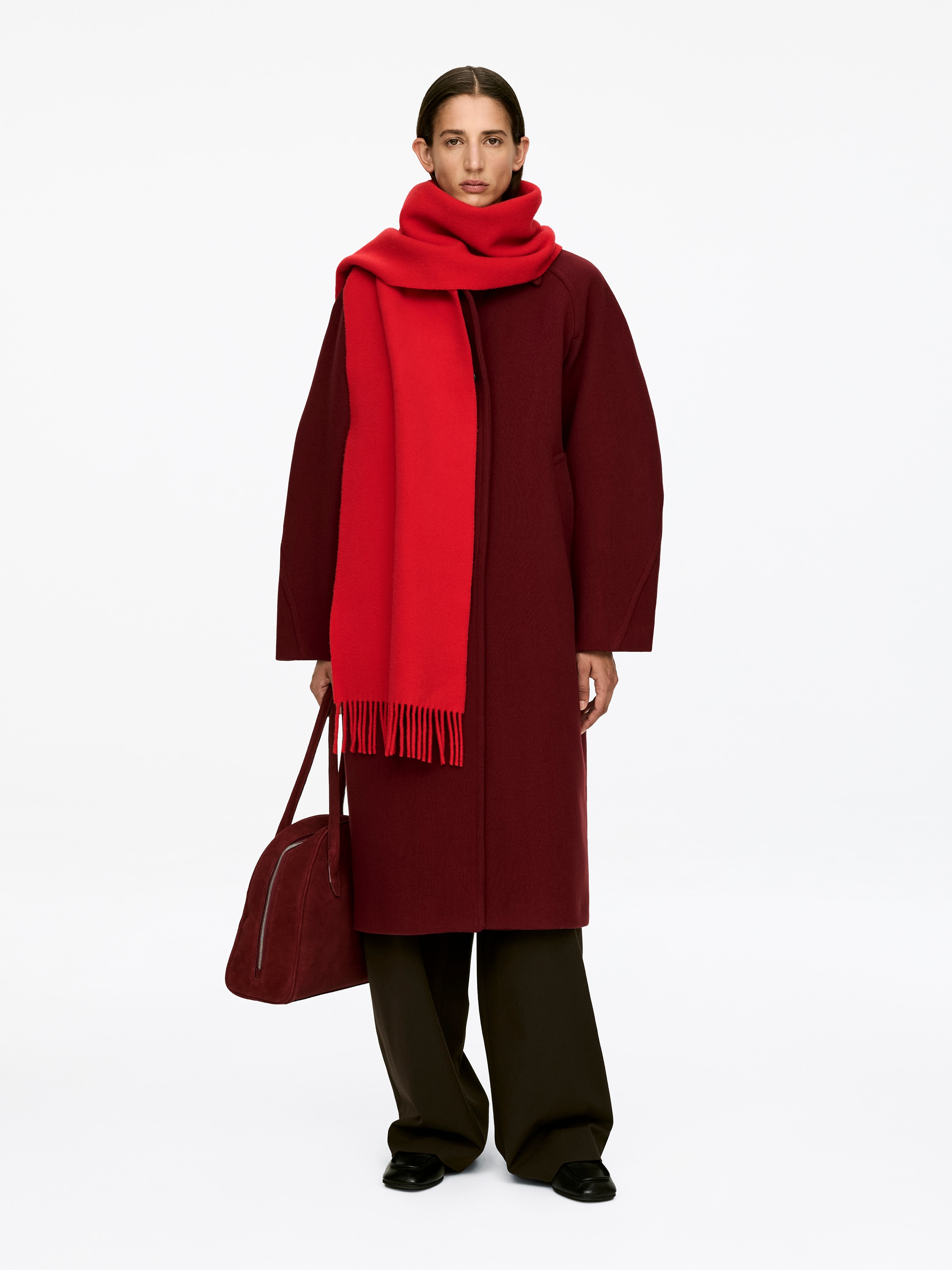 Sciarpa in lana - Rosso/Marrone