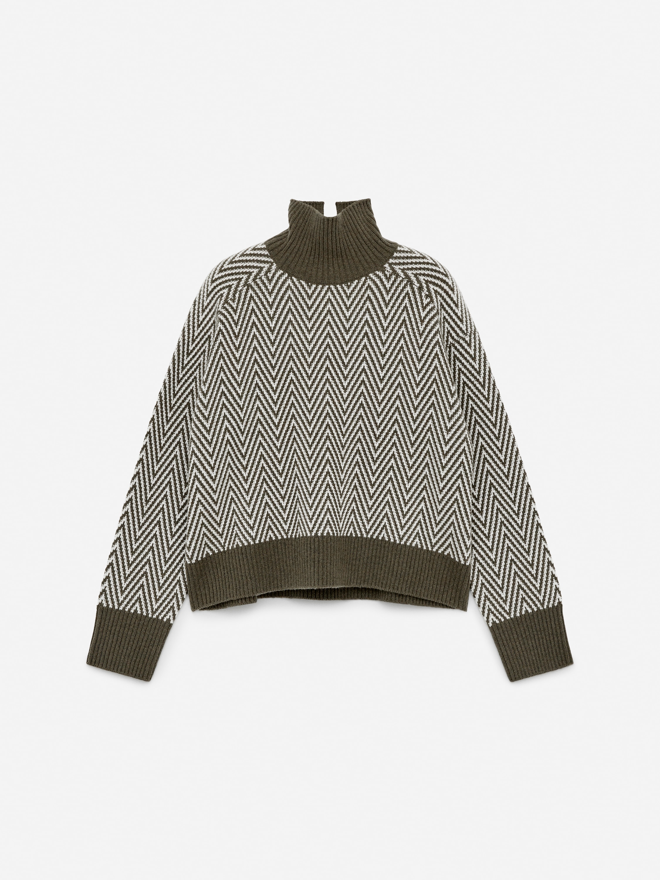 Jacquard-strikket ullgenser - Khakigrønn