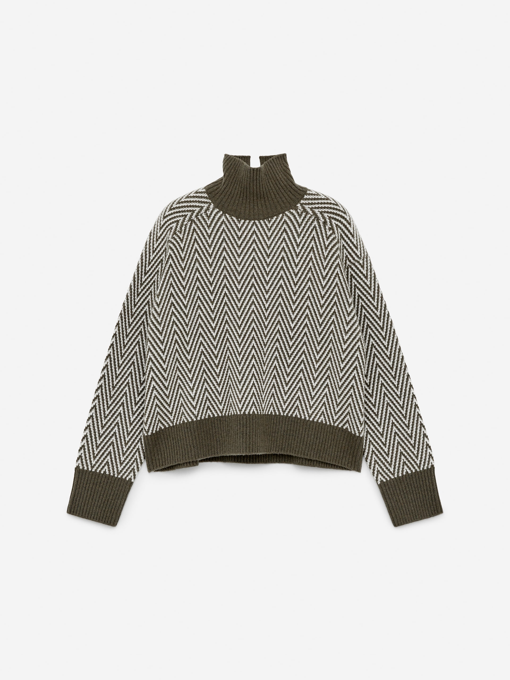 Se større billede: Jaquardstrikket uldtrøje - Kakigrøn - DAME | H&M DK 1