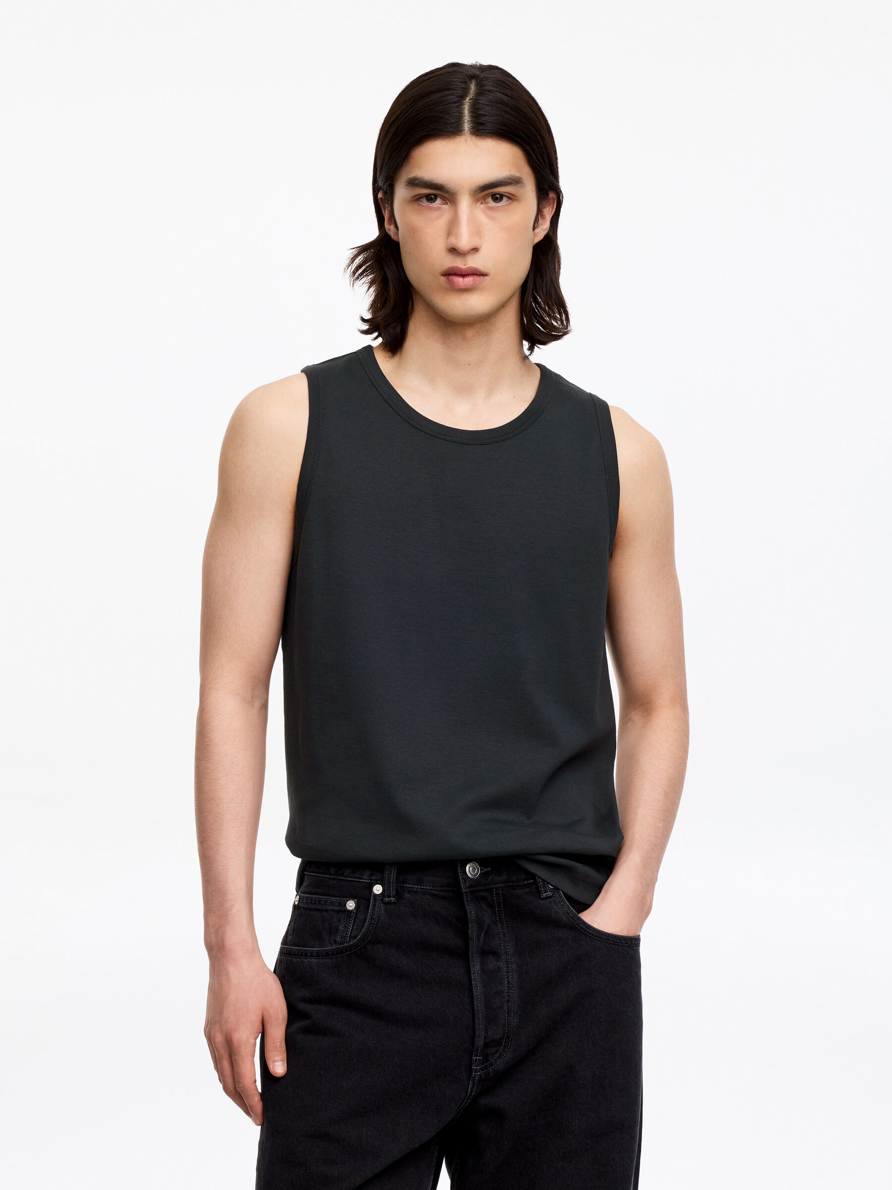 Ribbed Tank Top - Dark Grey - Regular fit - Men - StillMedia/Lookbook - 2