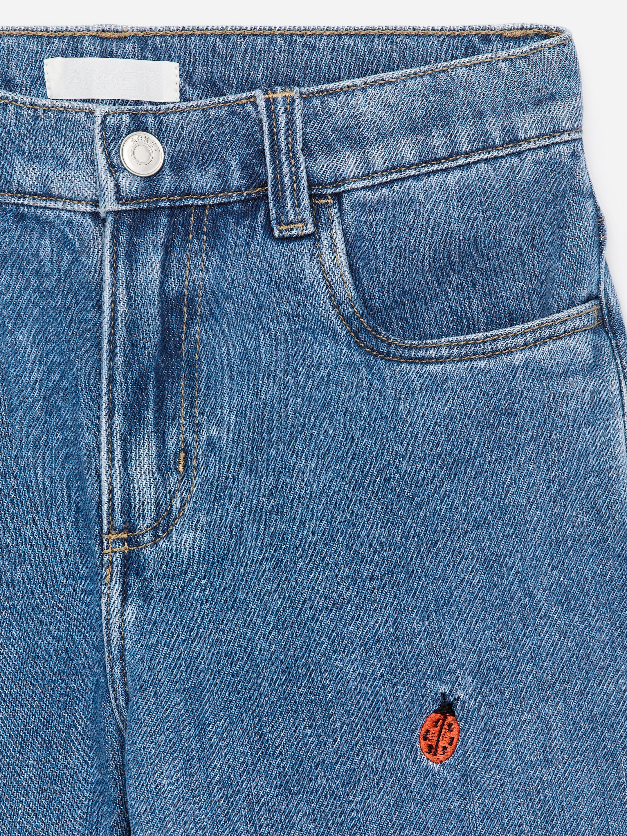 Pantalon en jean brodé - Bleu/Coccinelles - Relaxed fit - Enfant - StillMedia/DescriptiveDetail - 1