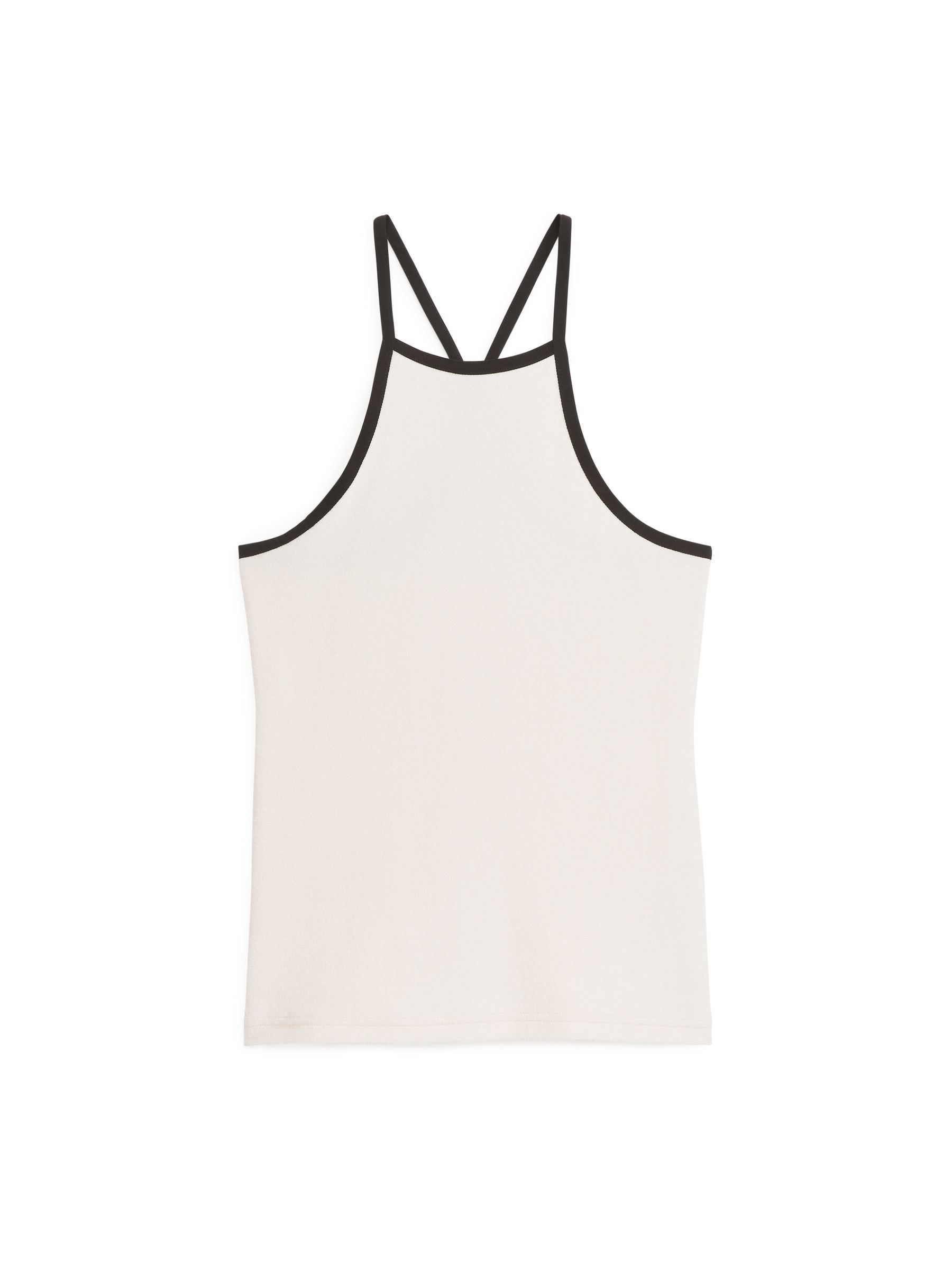 Camiseta sin mangas en tejido toalla de algodón - Blanco roto/Negro - Corte estándar - Women - StillMedia/DescriptiveStillLife - 1