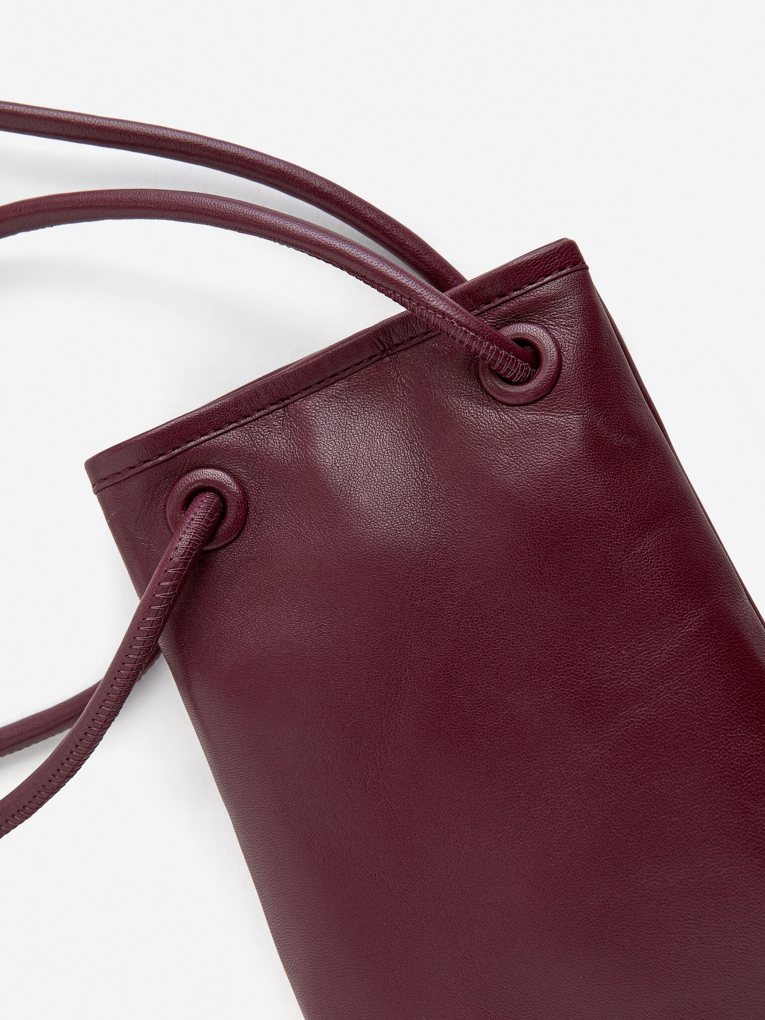 Sac en cuir à bandoulière - Bordeaux/Noir - 5