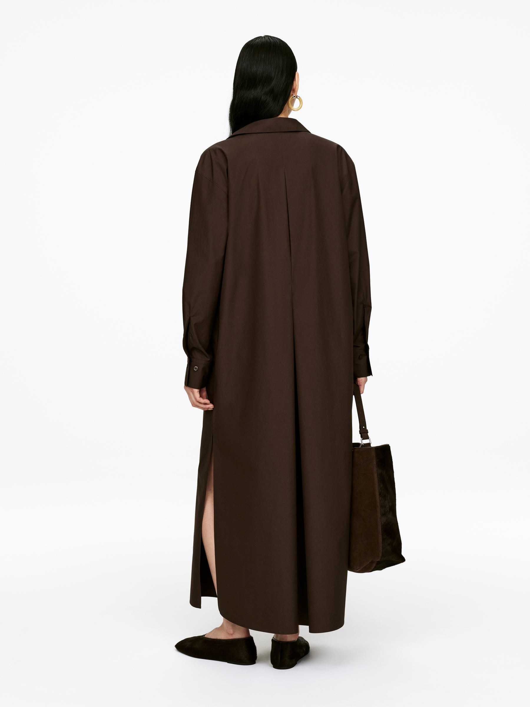 Oversized Shirt Dress - Dark Brown - Oversized - Women - StillMedia/Lookbook - 3