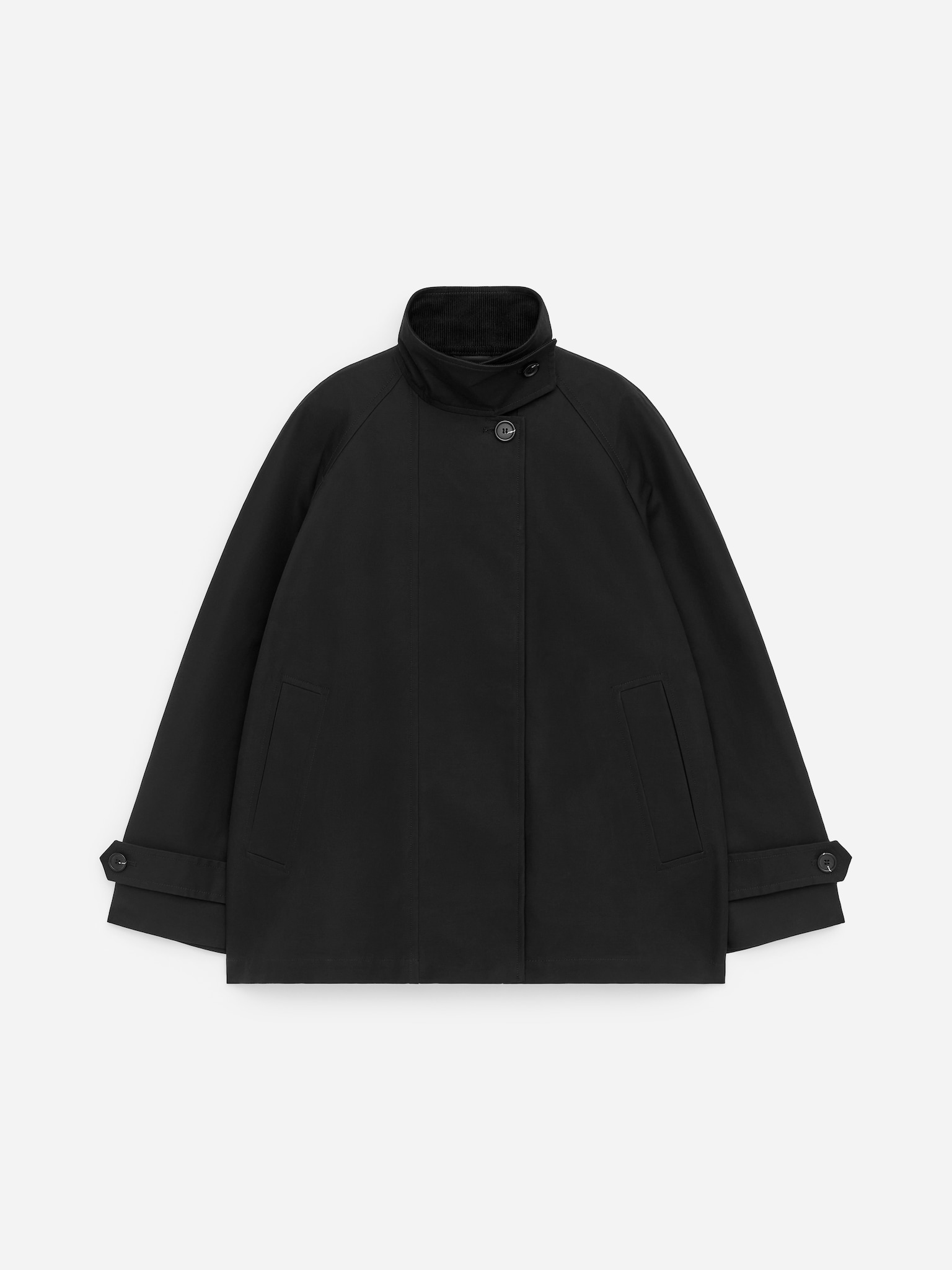 Corduroy-Collar Jacket - Black - 2