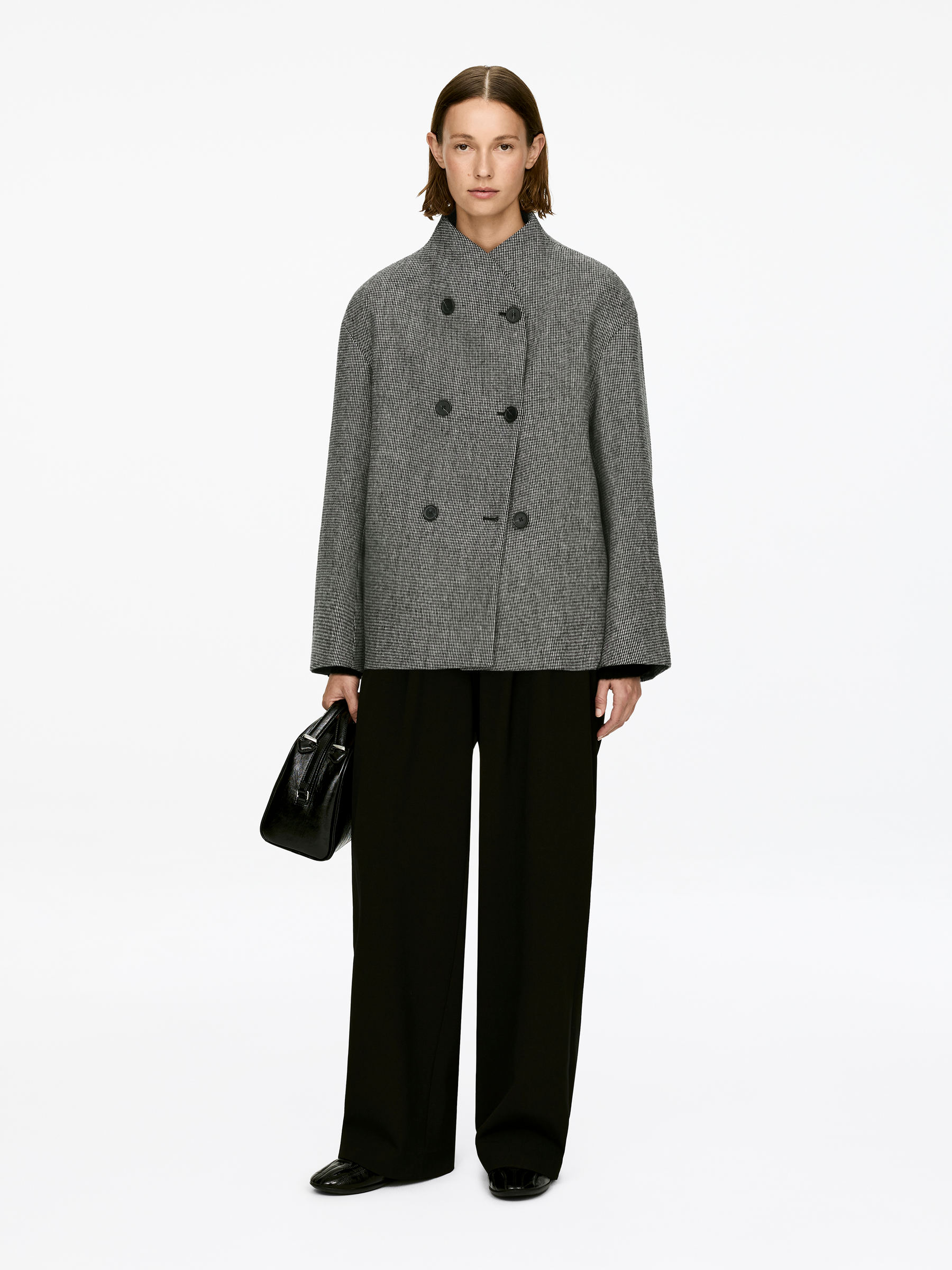 Shawl-Collar Wool Jacket-#5F6168-6075