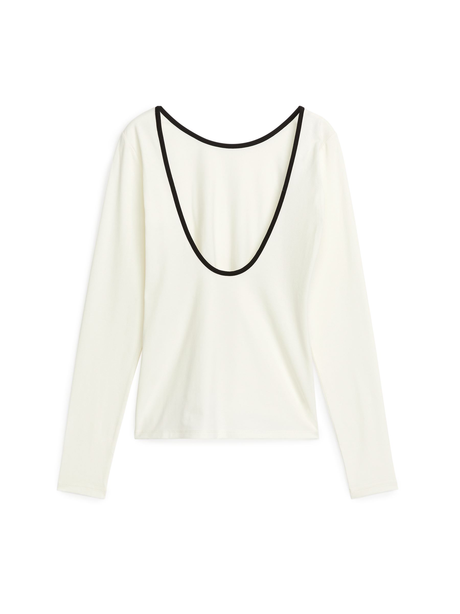 Deep Scoop-Back Top - Off White/Black - Slim fit - Women - StillMedia/DescriptiveStillLife - 2