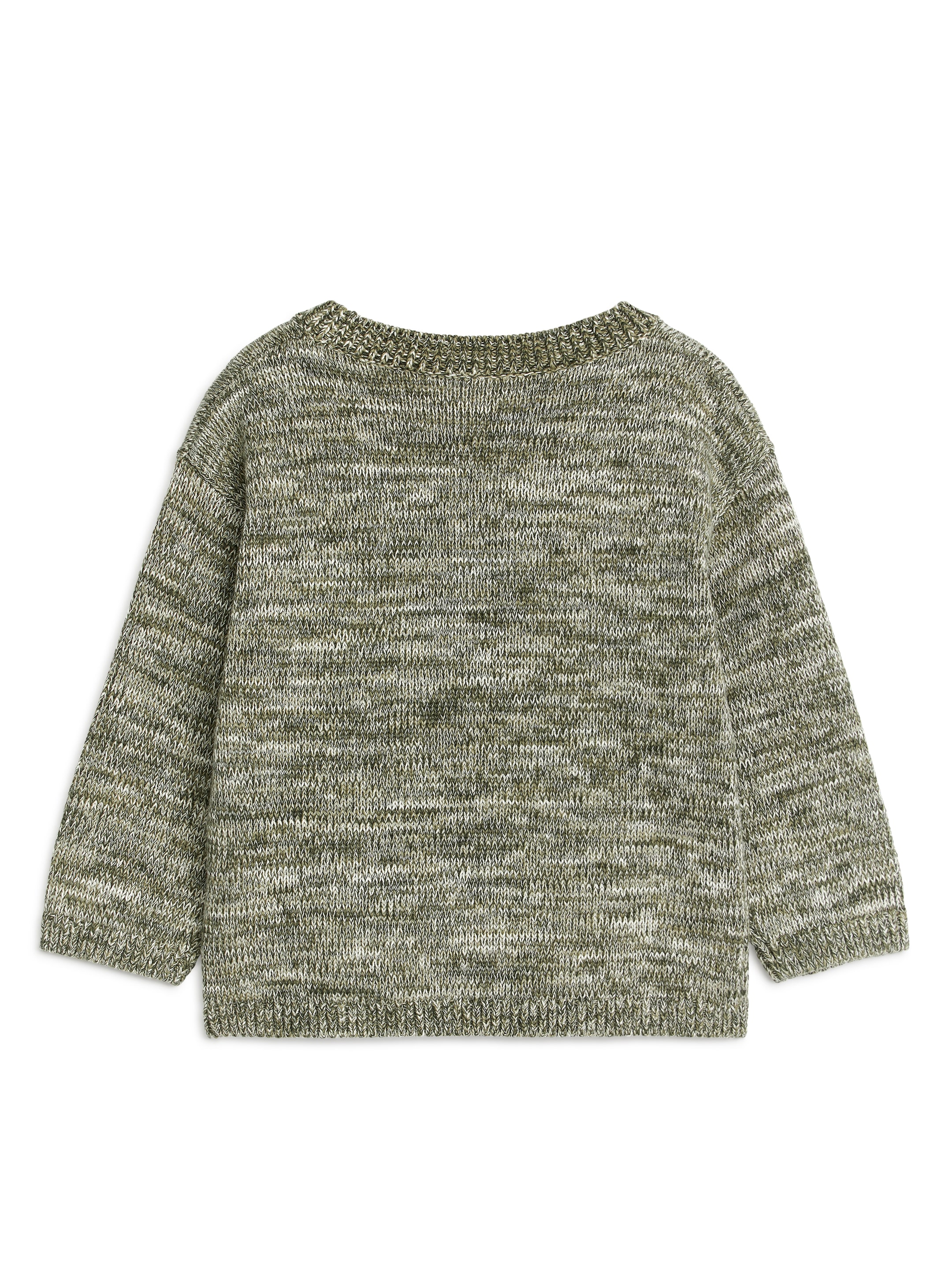 Knitted Cotton Jumper - Khaki Green Melange - Regular fit - Children - StillMedia/DescriptiveStillLife - 1