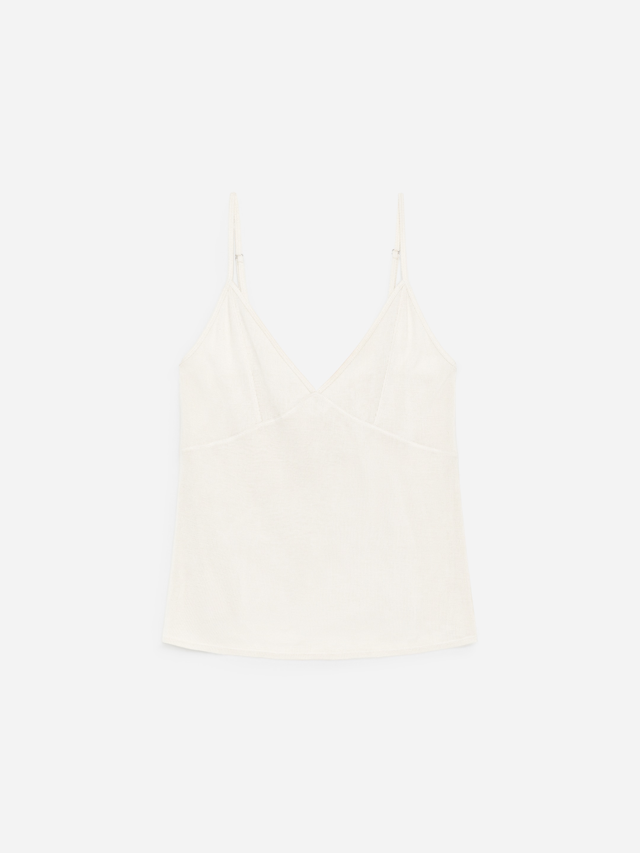 Ribbed Silk Strap Top-#DCD6C7-18159