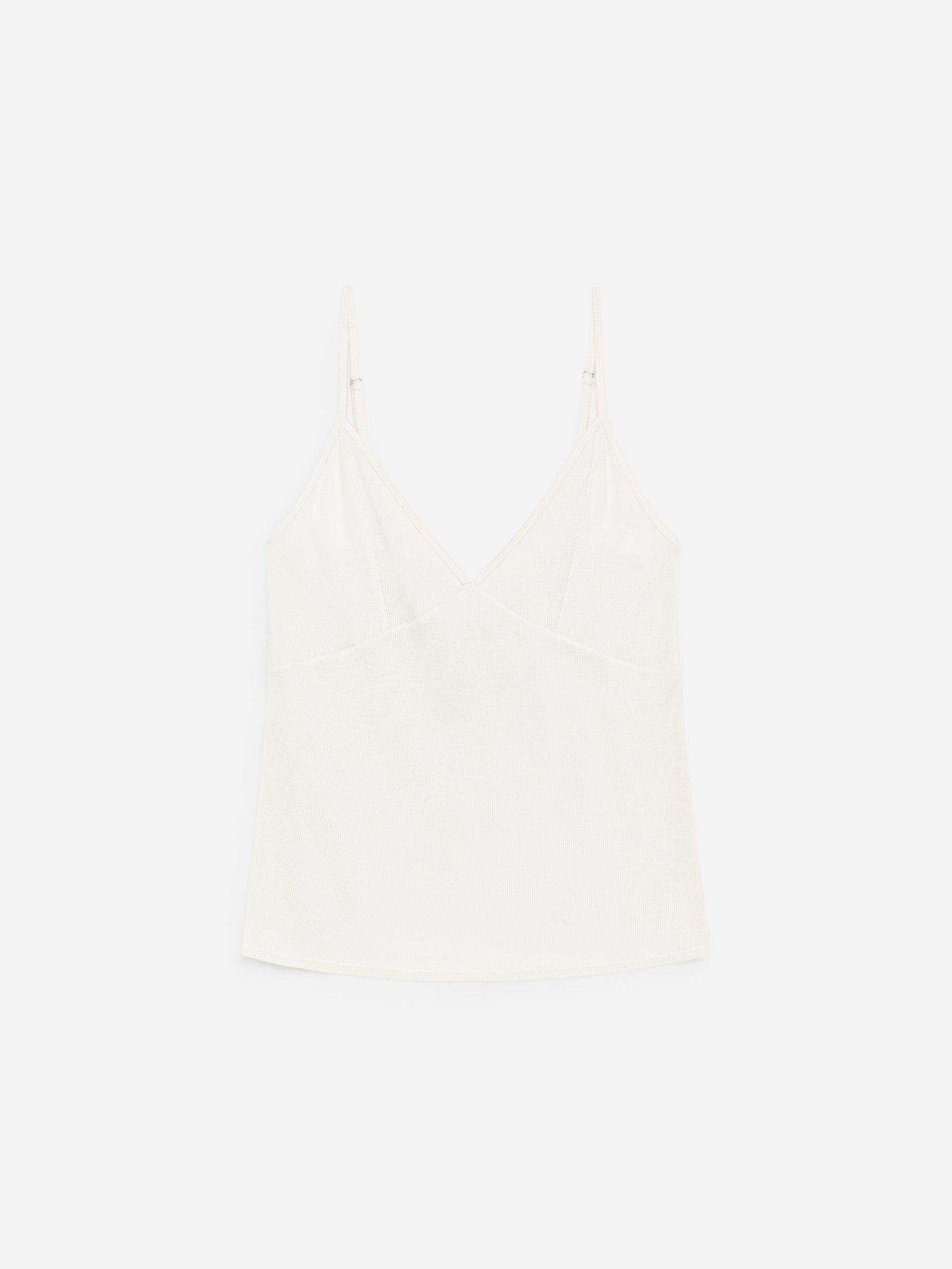 Top in seta a coste con spalline-#DCD6C7-18159