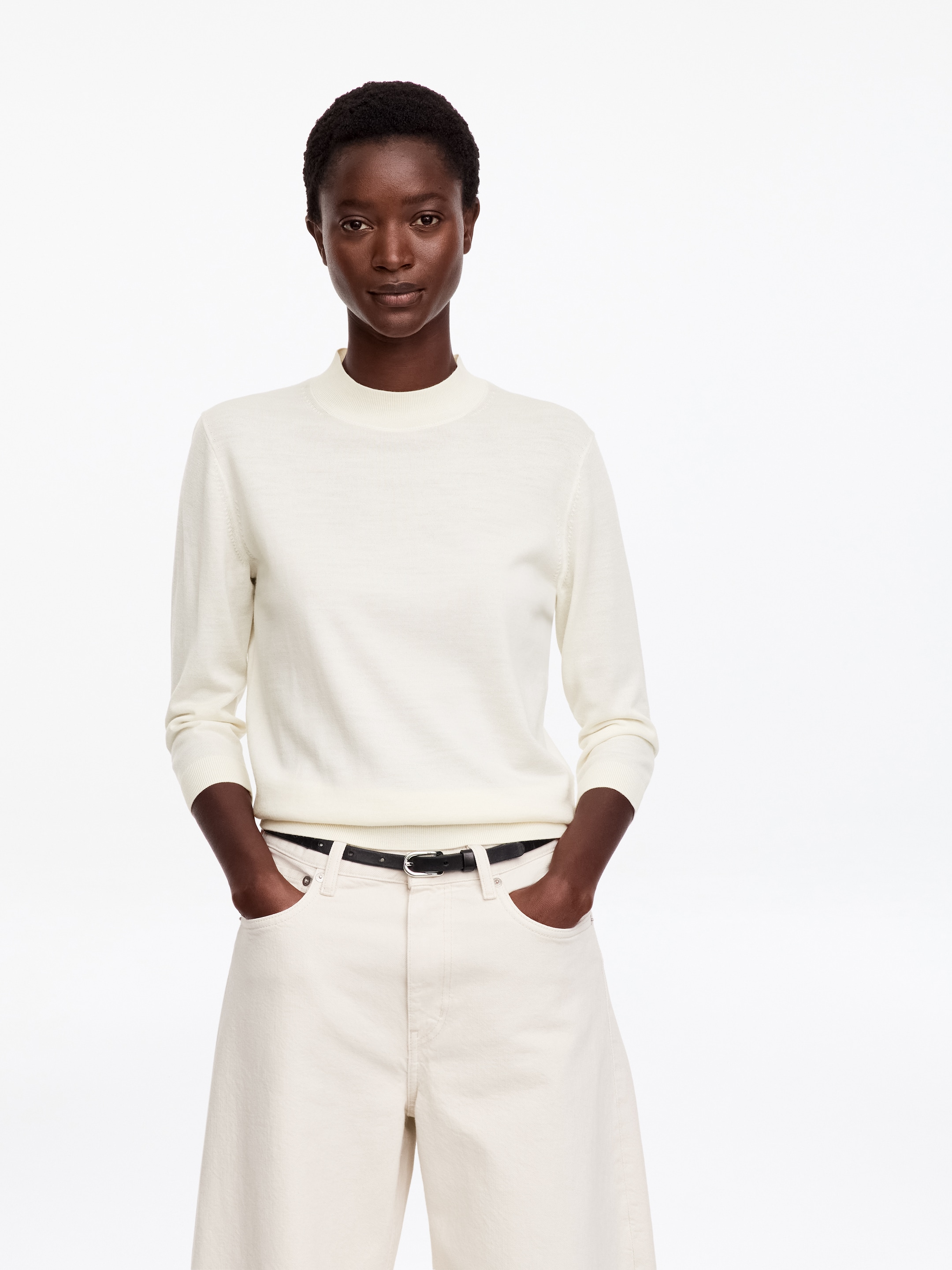 Merino Wool Mock-Neck Top - Off-white - Regular fit - women - StillMedia/Lookbook - 5