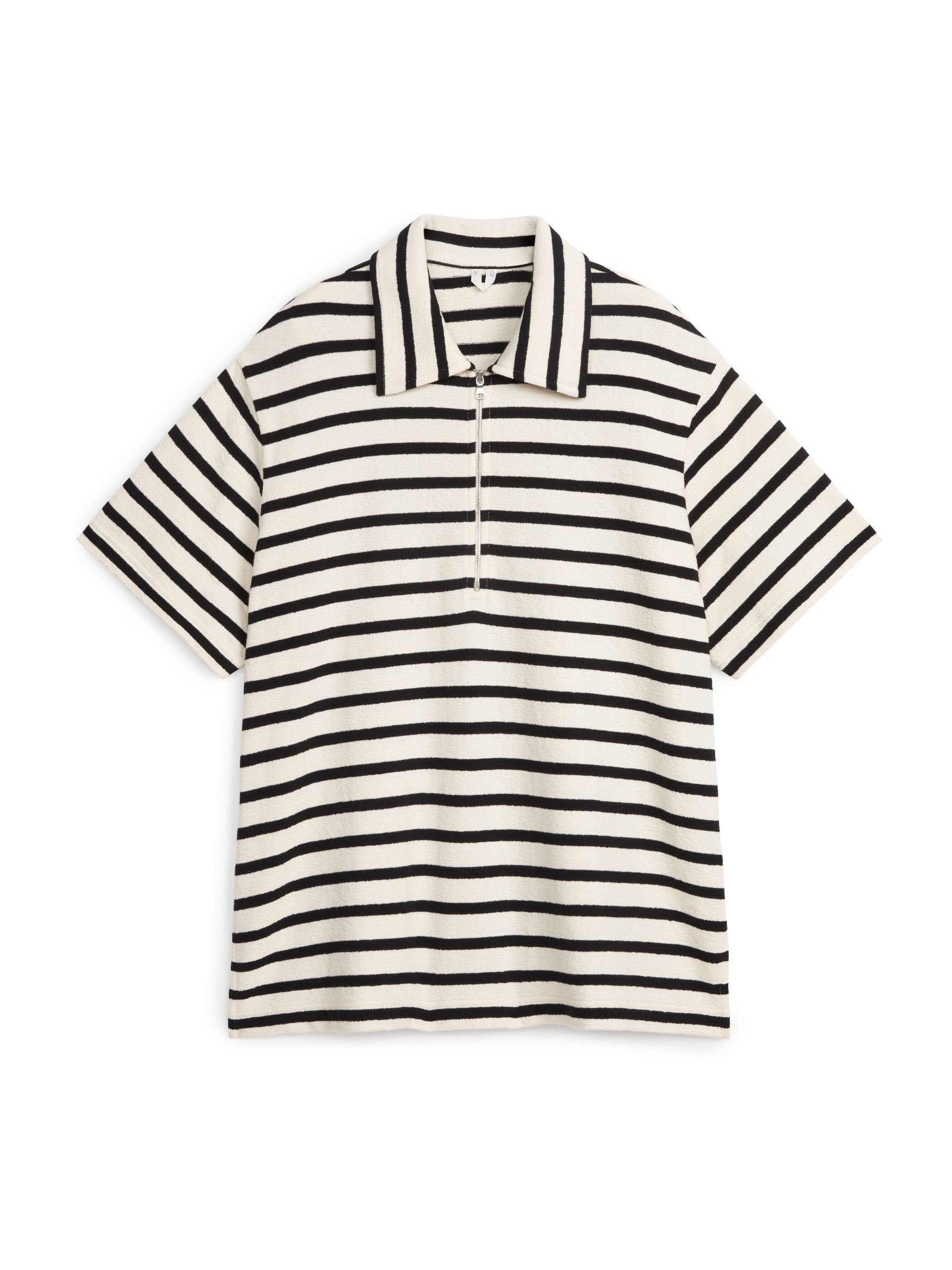 Polo con mezza cerniera - Bianco sporco/Nero - Oversize - Women - StillMedia/DescriptiveStillLife - 1