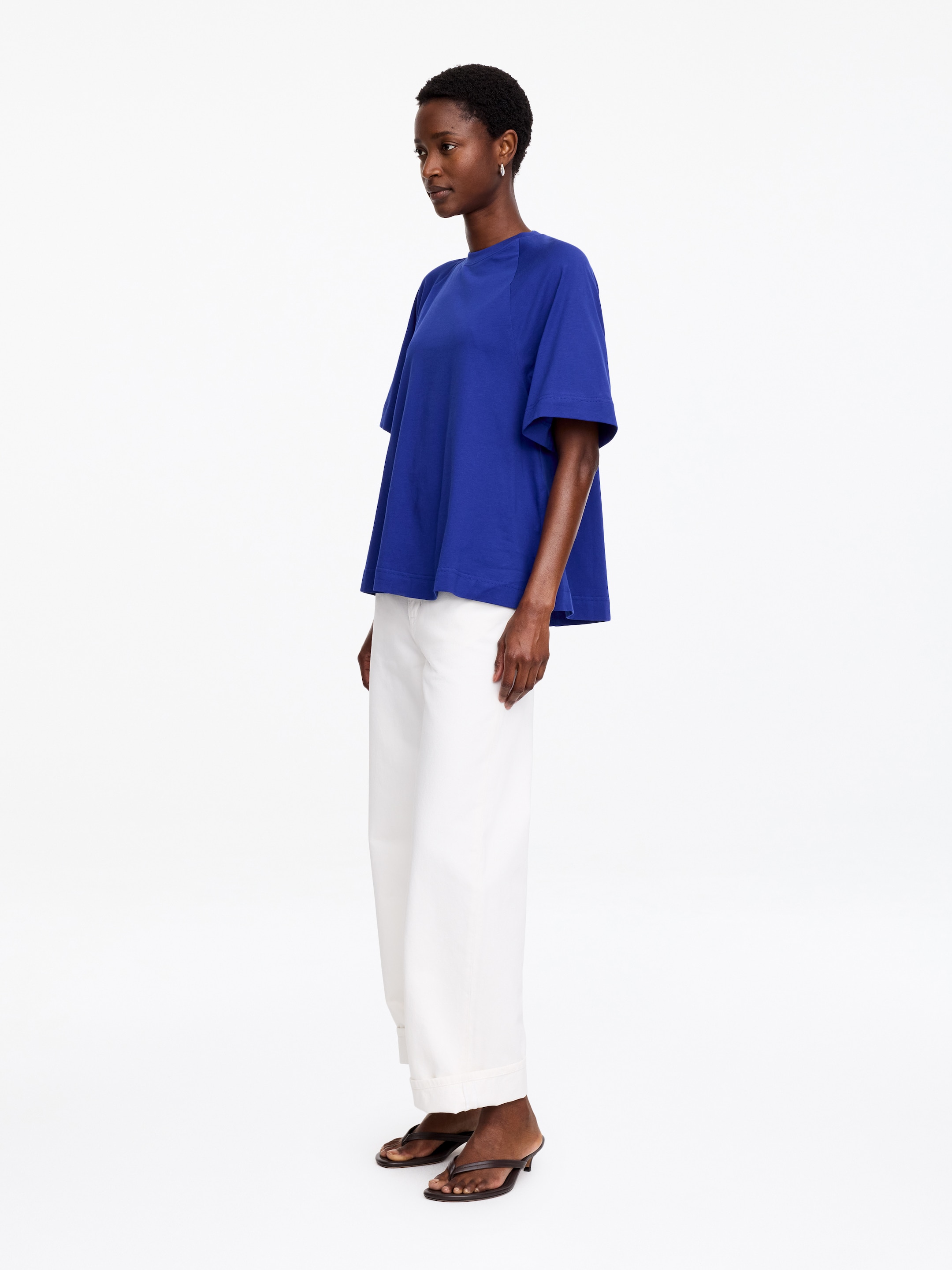 A-Line Cotton T-Shirt - Blue - Regular fit - Women - StillMedia/Lookbook - 3
