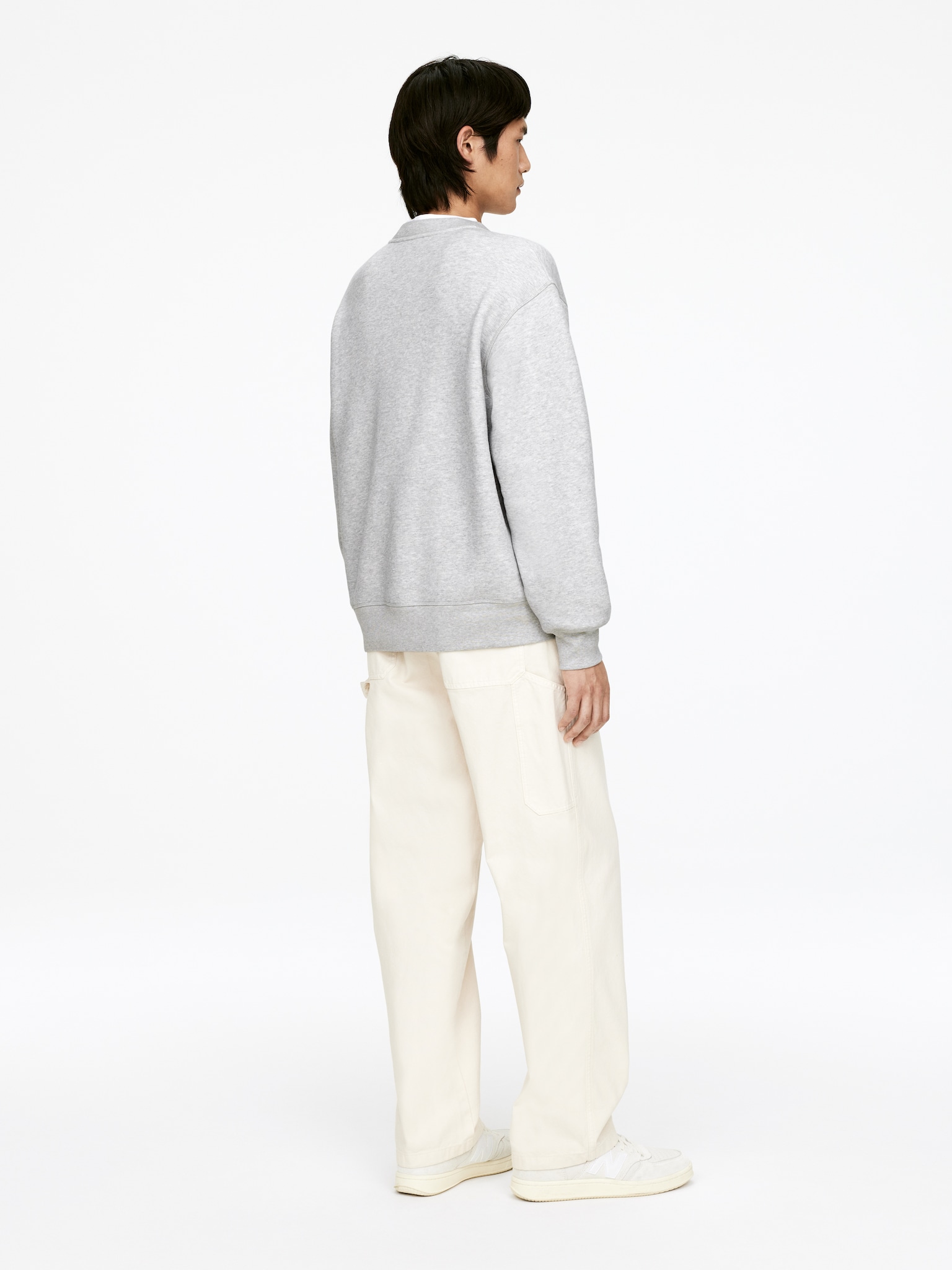 Sweat ample - Gris chiné/Menthe poudrée - 5