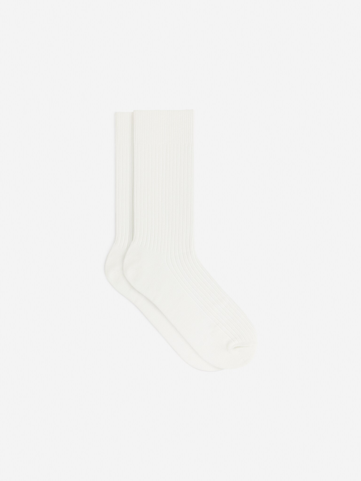 Supima Cotton Rib Socks - Biały - 1