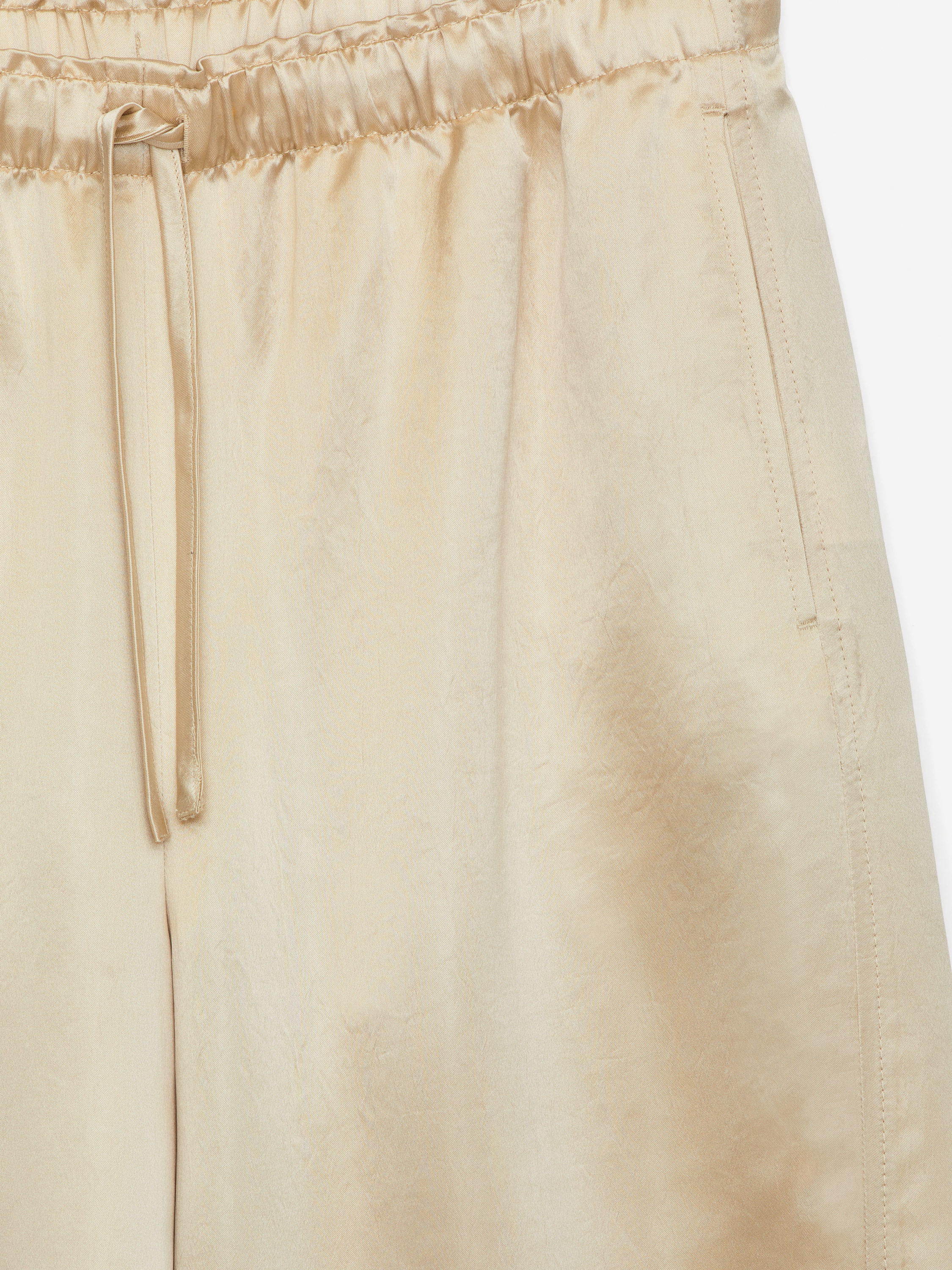 Drawstring Satin Trousers - Light Beige - Relaxed fit - Women - StillMedia/DescriptiveDetail - 1
