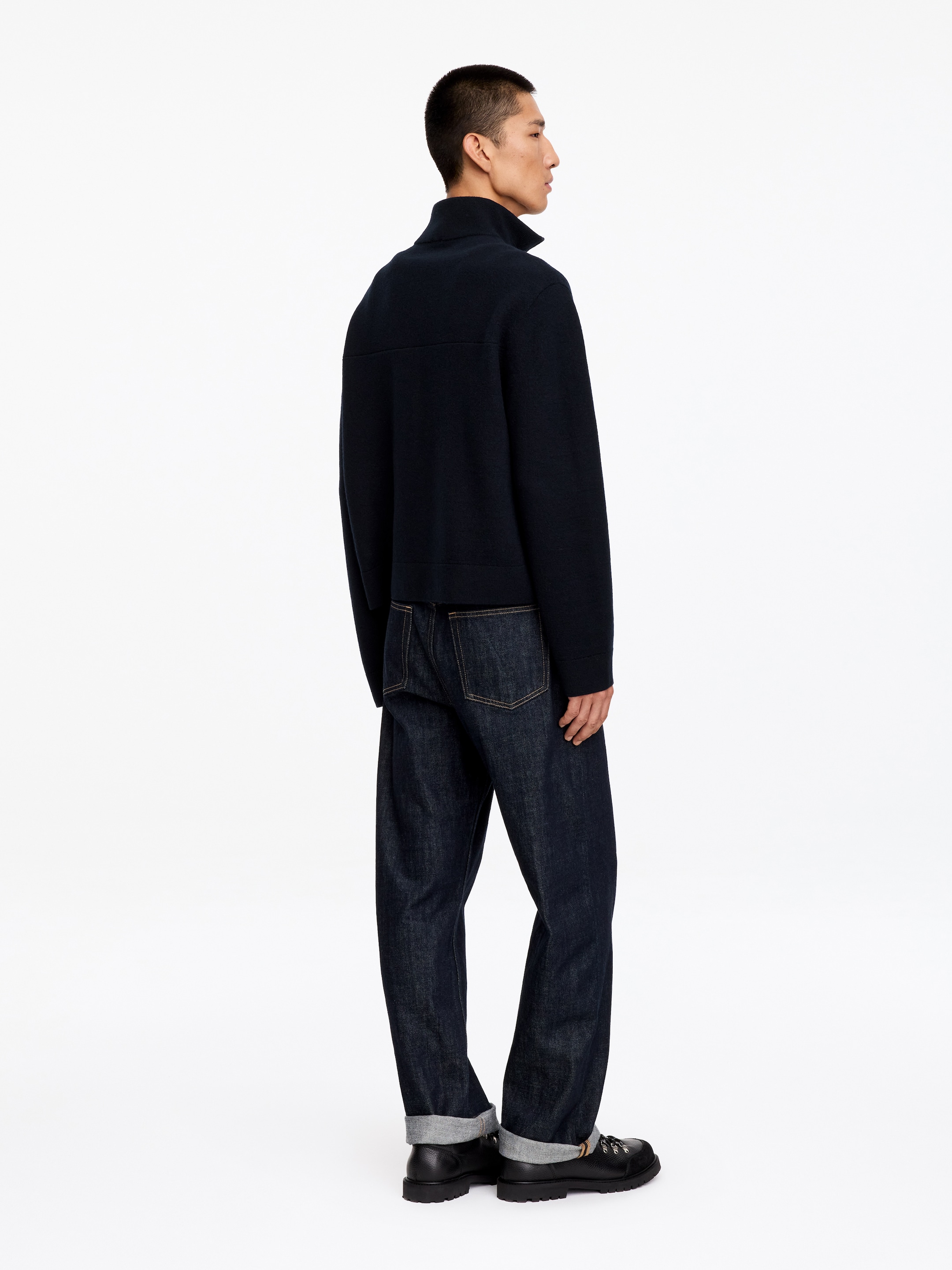 Chaqueta de lana con cremallera - Azul marino oscuro - Corte estándar - men - StillMedia/Lookbook - 2