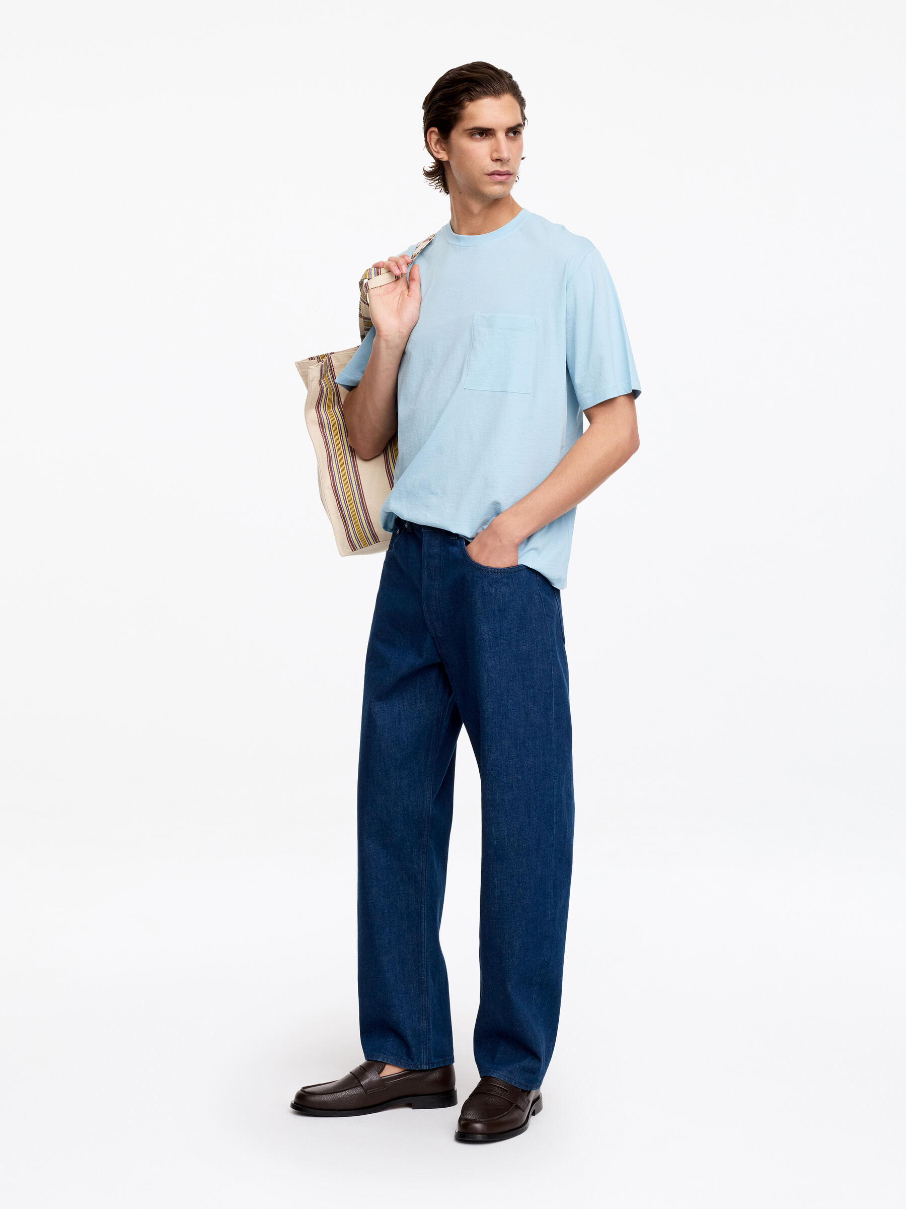 Relaxed Cotton T-Shirt - Dusty Blue - Relaxed fit - Men - StillMedia/Lookbook - 3