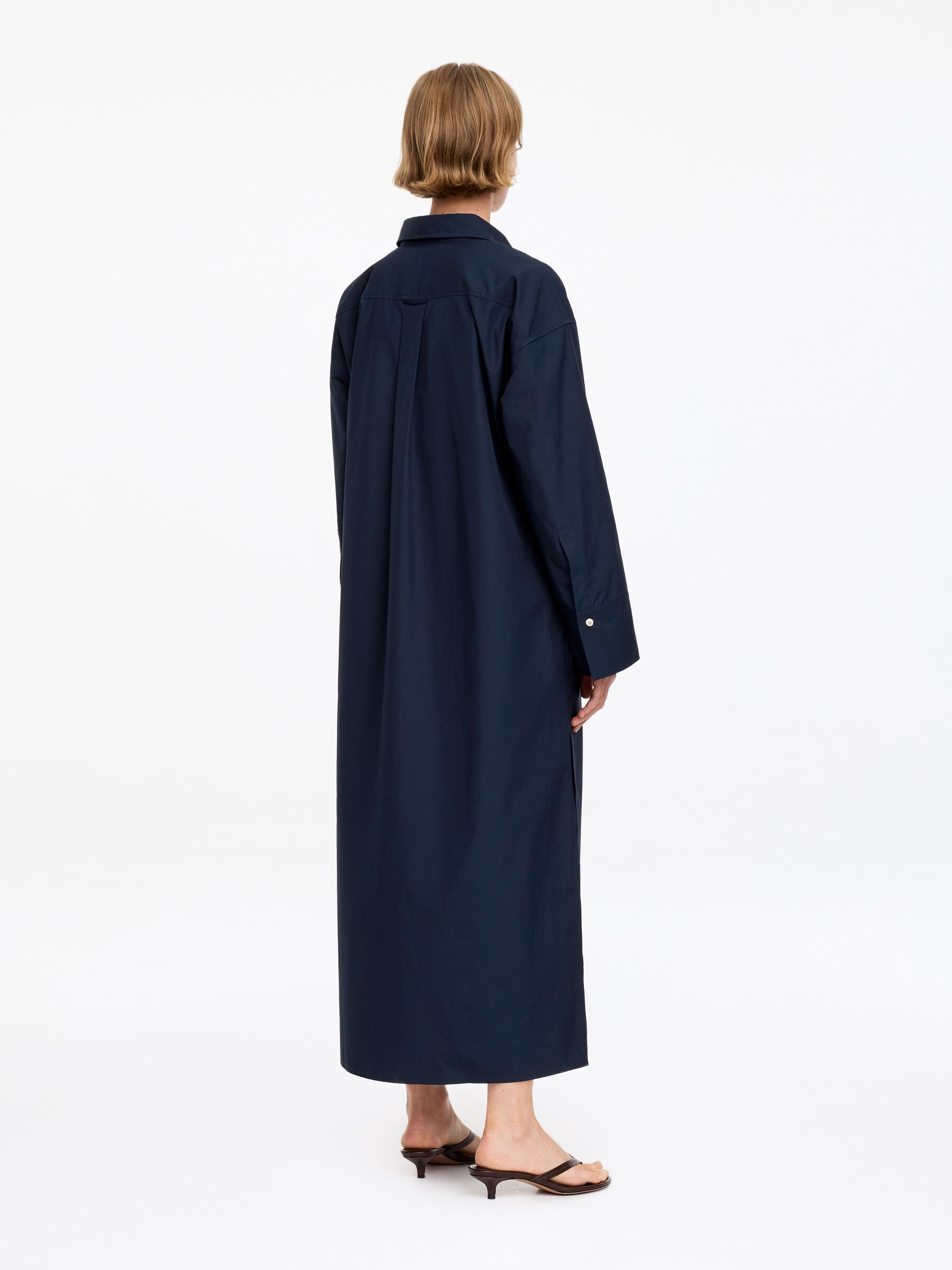 Cotton Shirt Dress - Dark Blue - Regular fit - Women - StillMedia/Lookbook - 5