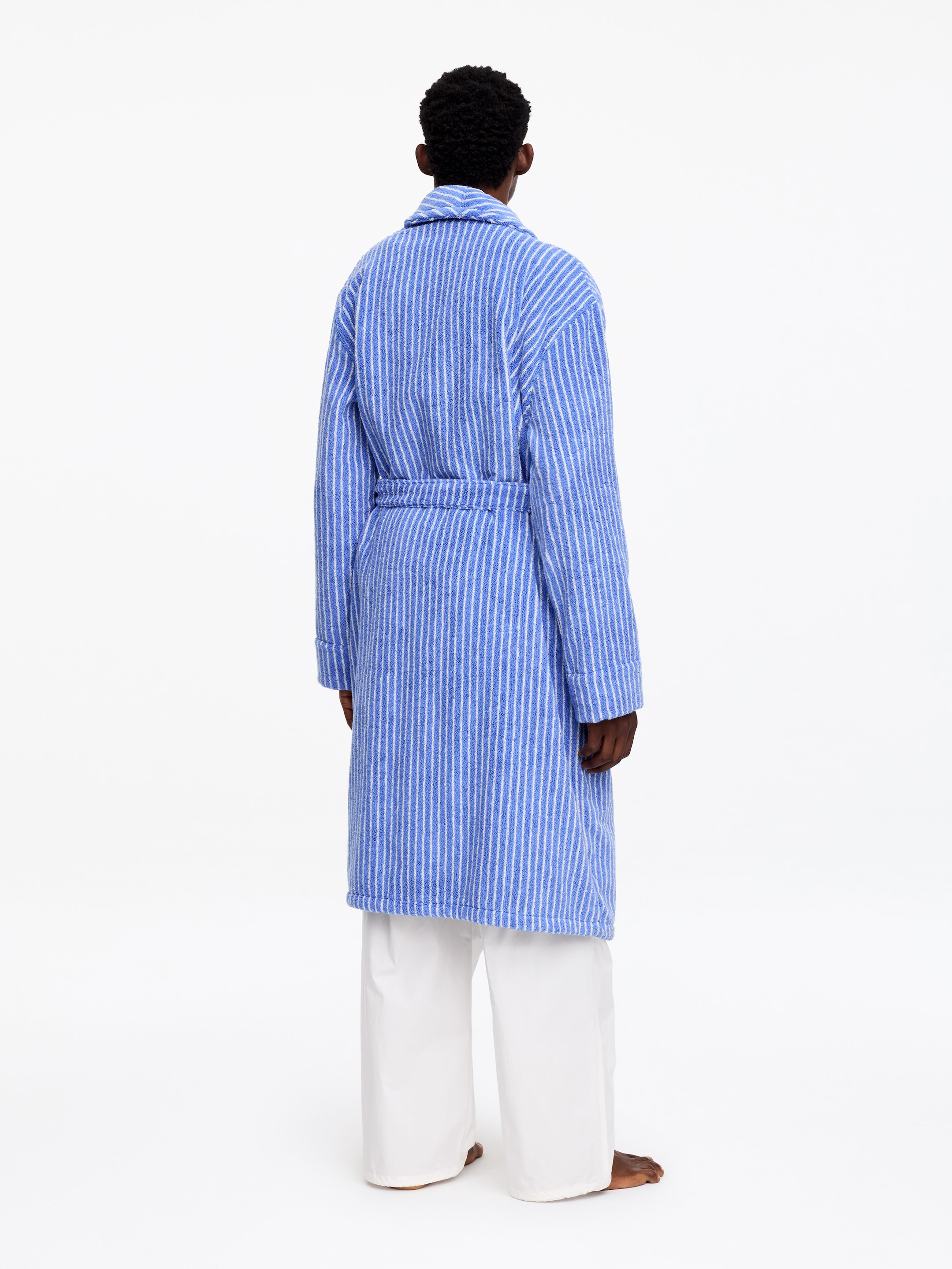 Unisex Cotton Terry Bathrobe - Blue - Women - StillMedia/Lookbook - 7