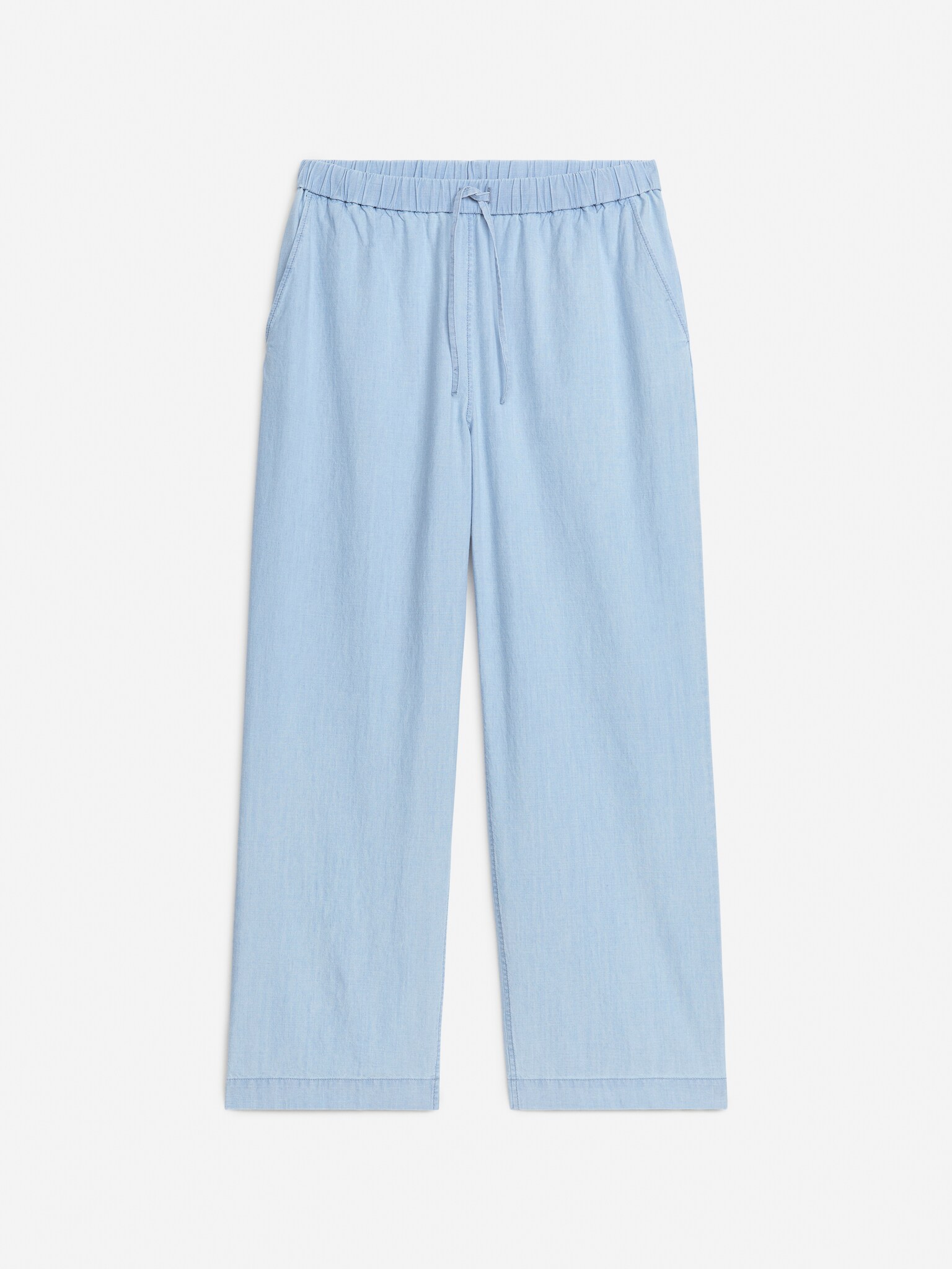 Light Denim Drawstring Trousers - Blue