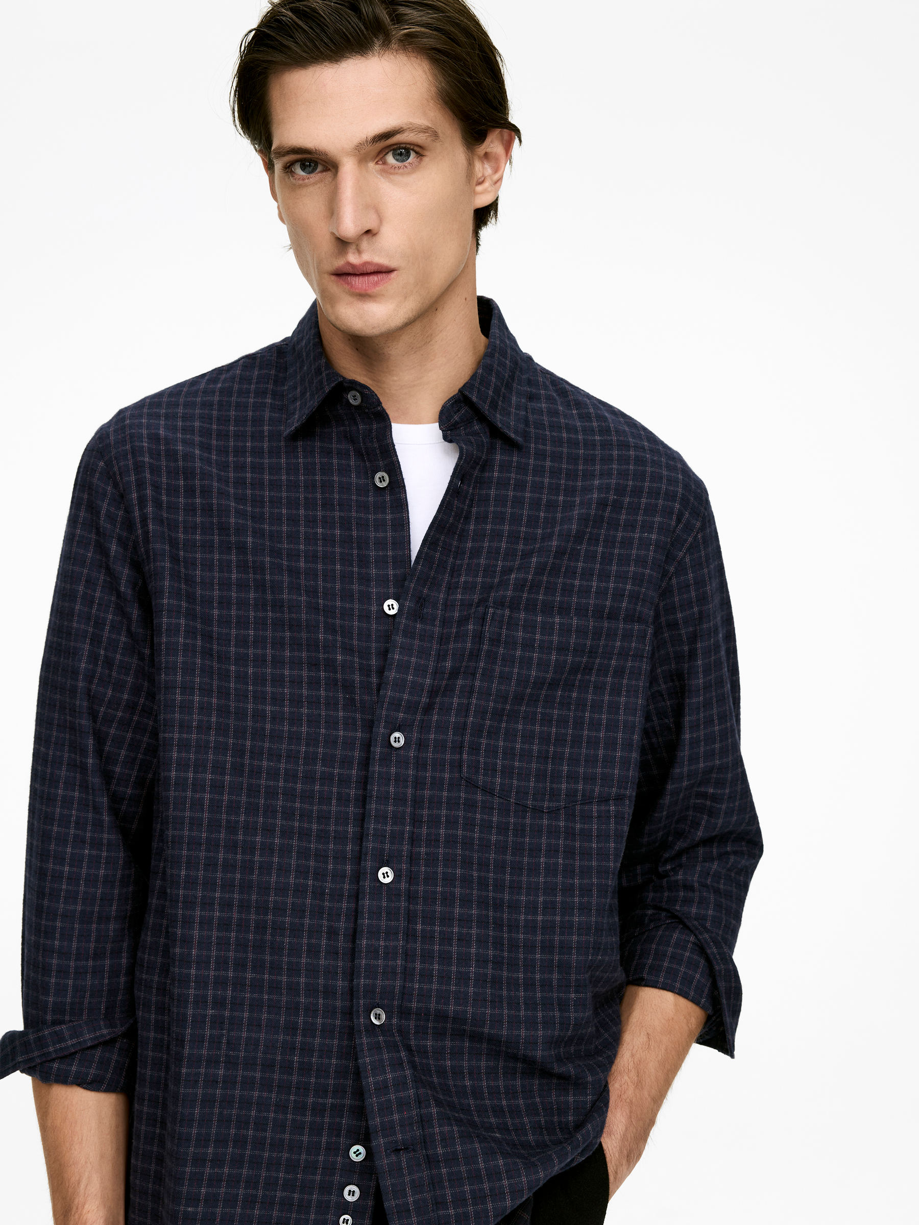 Flannel Shirt - Dark Blue - Relaxed fit - Men - StillMedia/Lookbook - 5